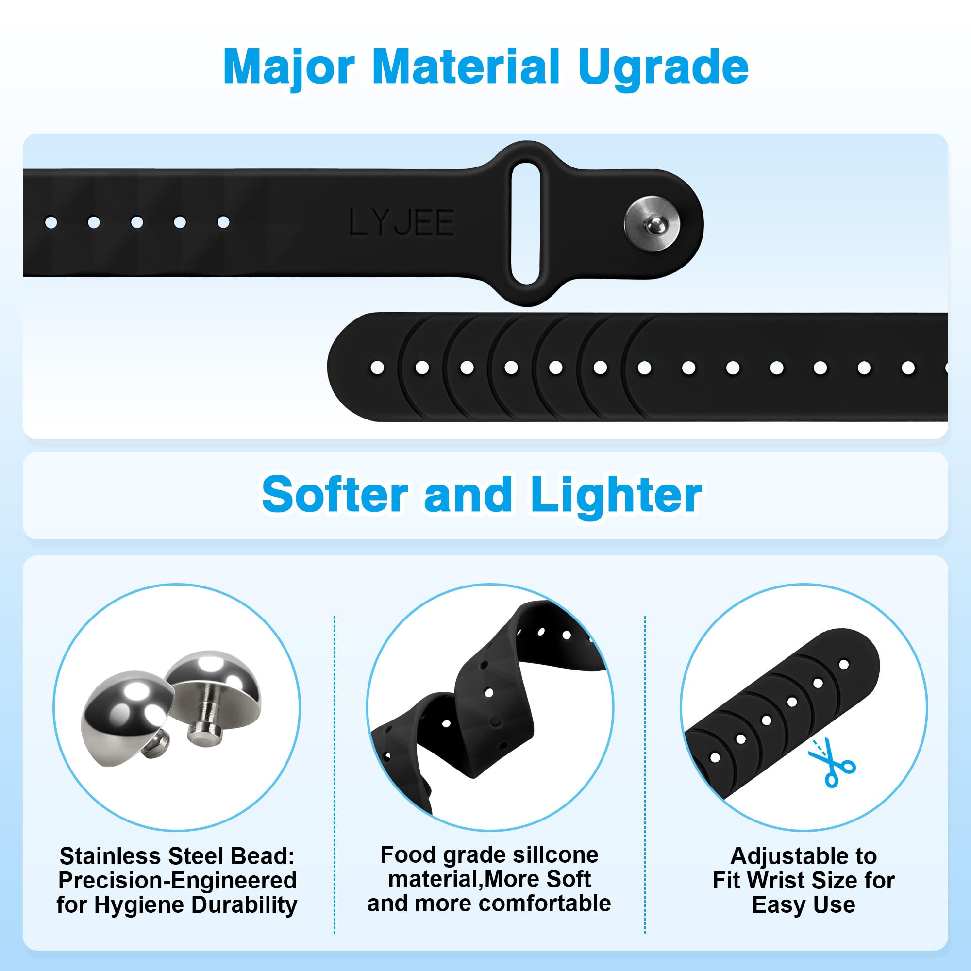 LYJEE, pulsera de materiales de alta calidad para mareos en ruta.