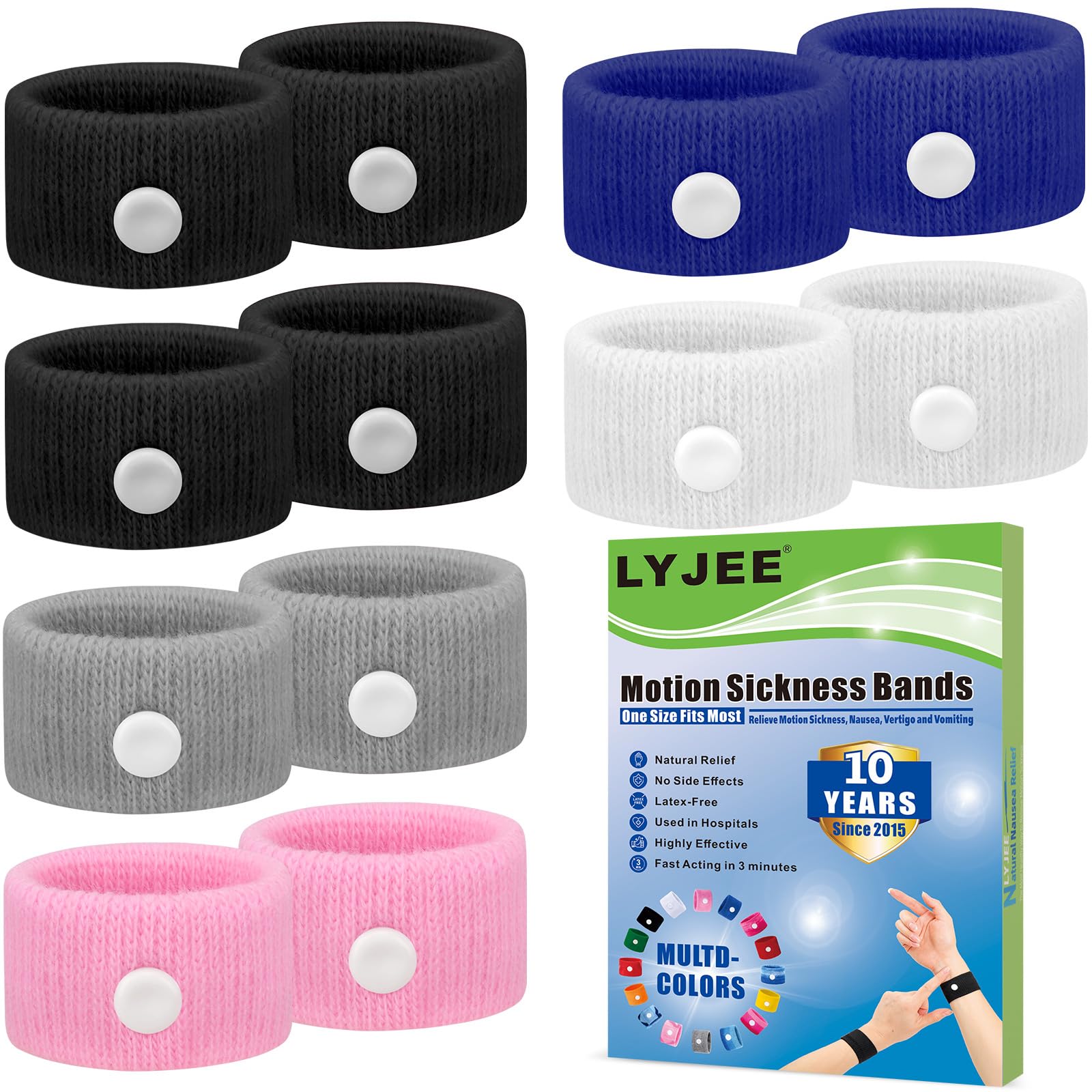 Pulsera LYJEE para mareo en coche, alivio suave durante trayectos