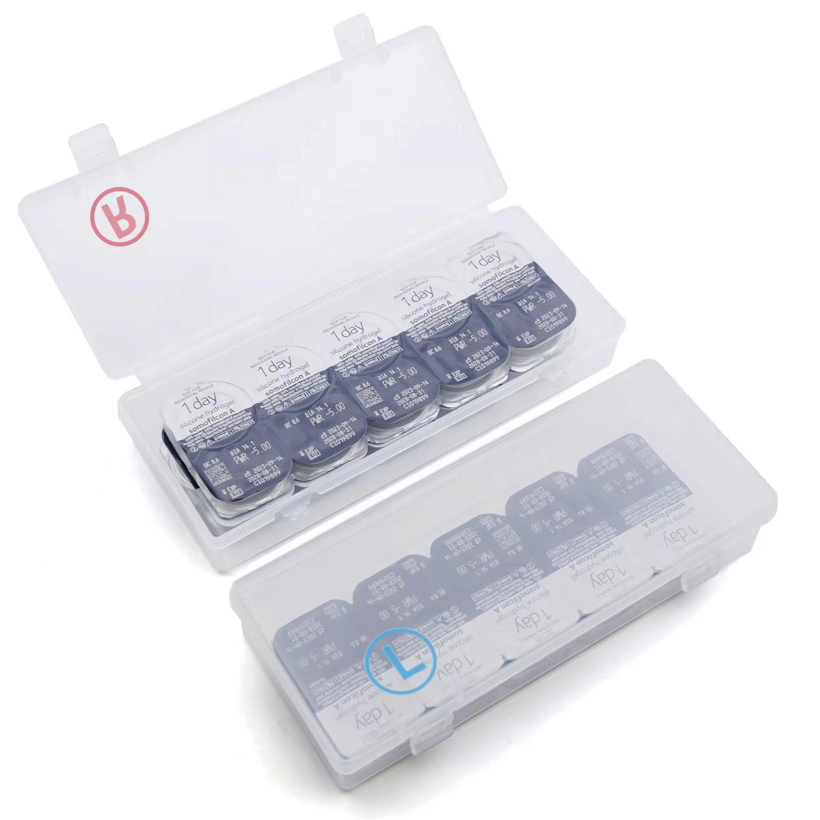 LYKKEKOI caja organizadora para lentes desechables, acceso rápido para ojo izquierdo y derecho