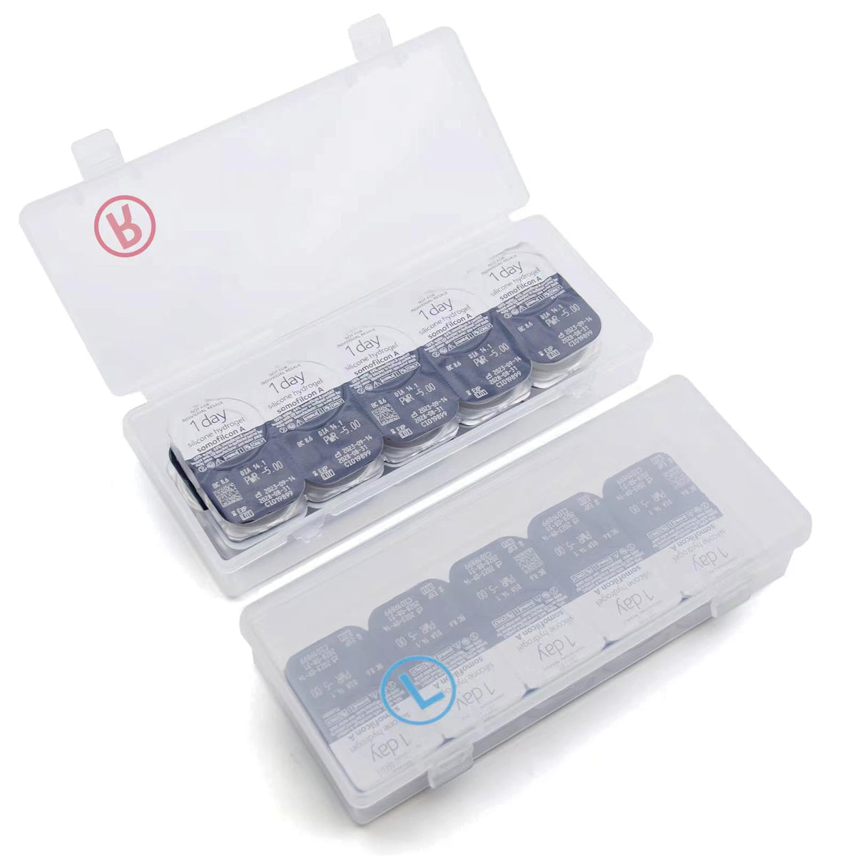 LYKKEKOI caja organizadora para lentes desechables, acceso rápido para ojo izquierdo y derecho