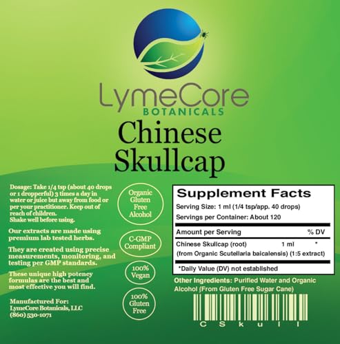 LymeCore Botanicals: vista frontal del frasco para dosis clara y fácil uso diario