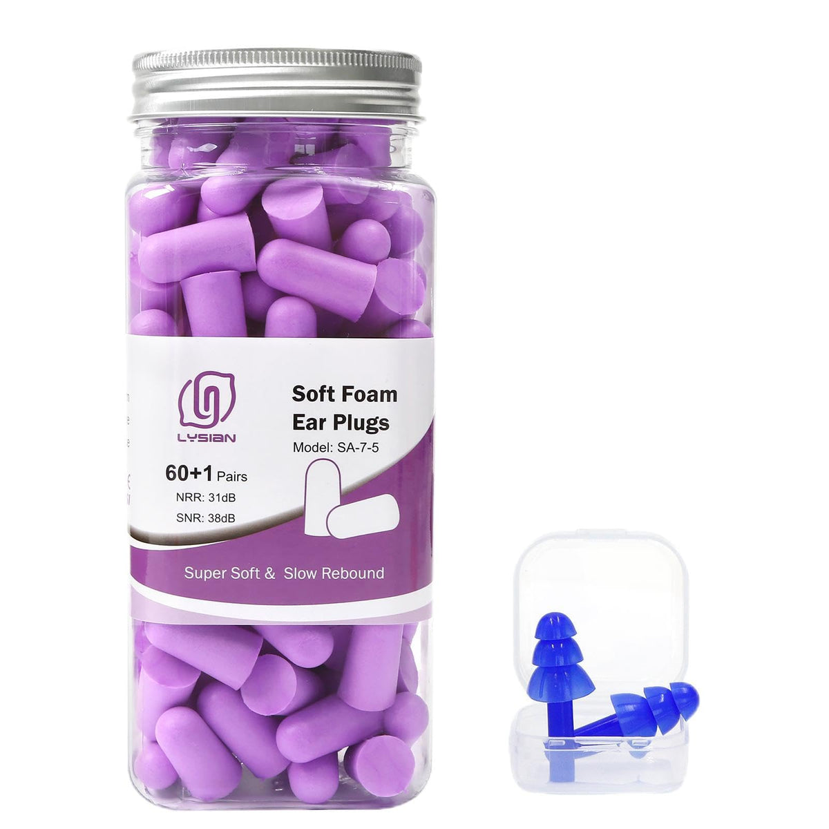 LYSIAN tapones de espuma suave para dormir, reducción de ruido 38 dB.