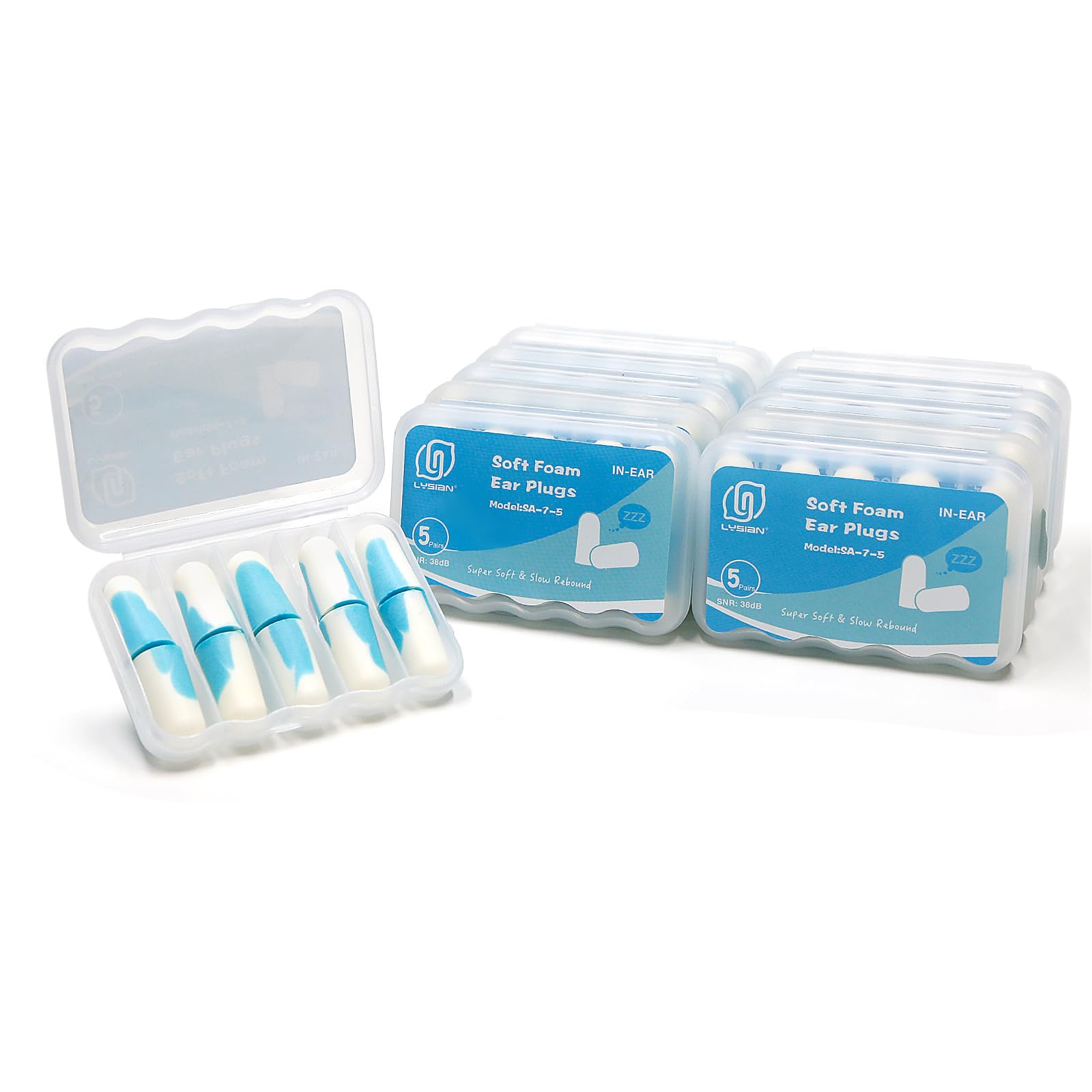 Lysian tapones de espuma Ultra Suave en caja de 10 para dormir mejor