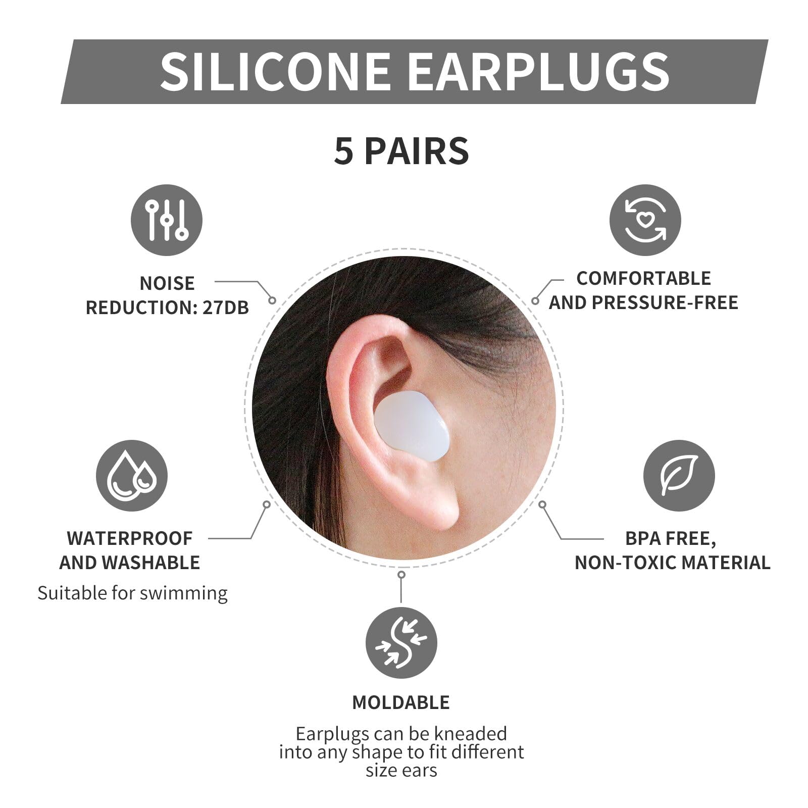 Tapones LYSIAN sin látex, hipoalergénicos para piel sensible.