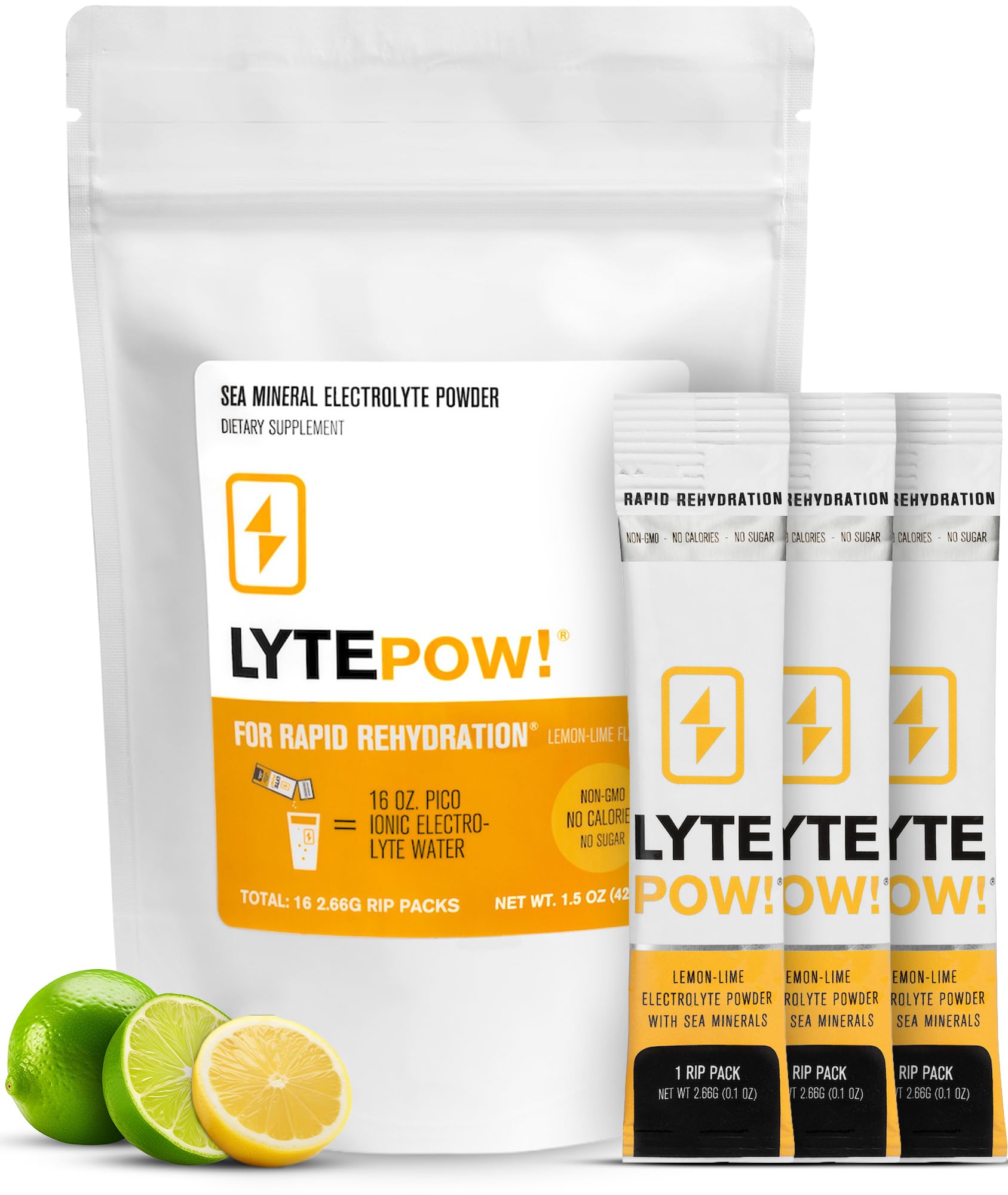 LyteLine electrolitos polvo limón-lima, empaque práctico para hidratación diaria.