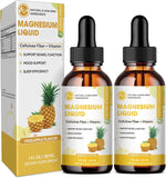 Frasco de M inch magnesio glicinato líquido con sabor piña para uso diario.