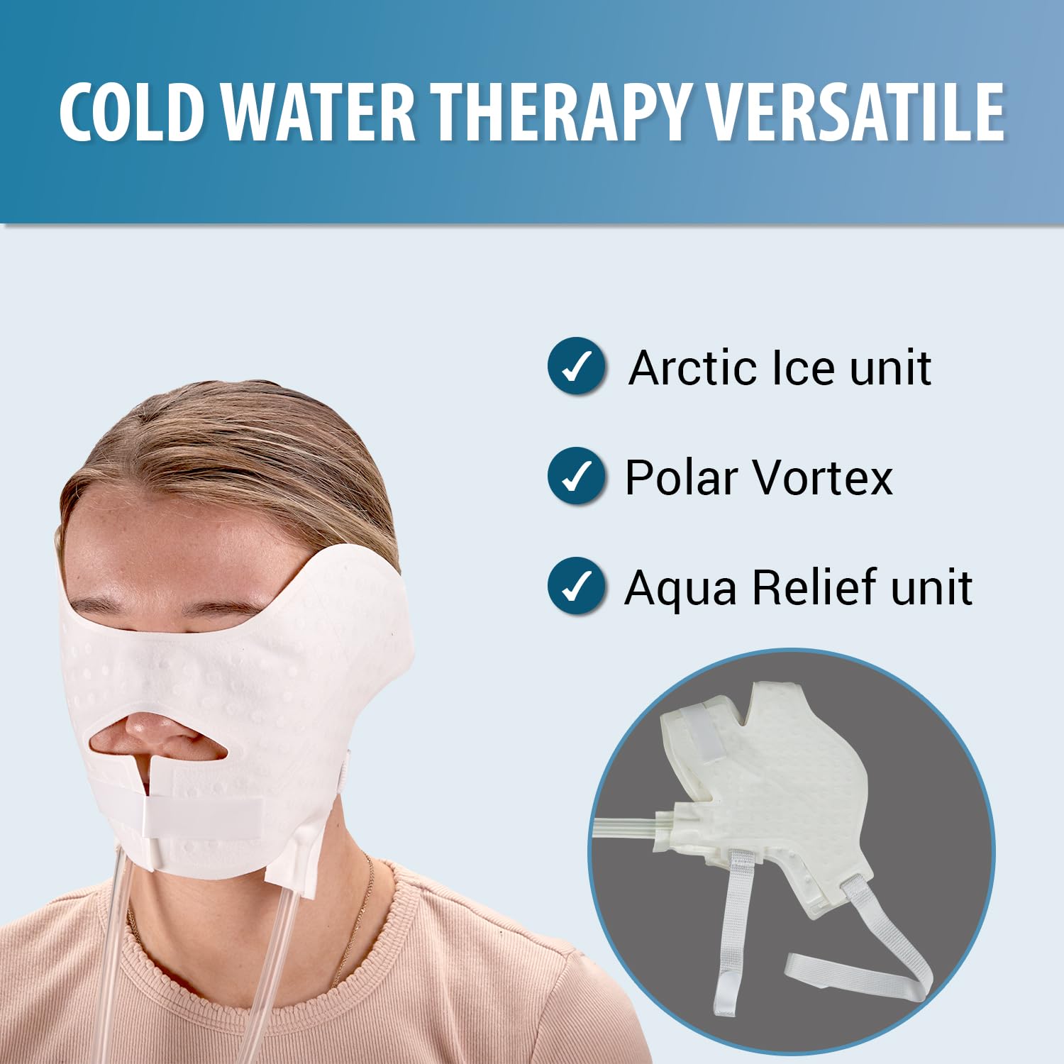 Envoltura facial M PAIN, diseño ajustable y fácil de colocar.
