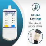 Tecnología auto-húmeda Thermotech que facilita calor profundo en zonas tensas.