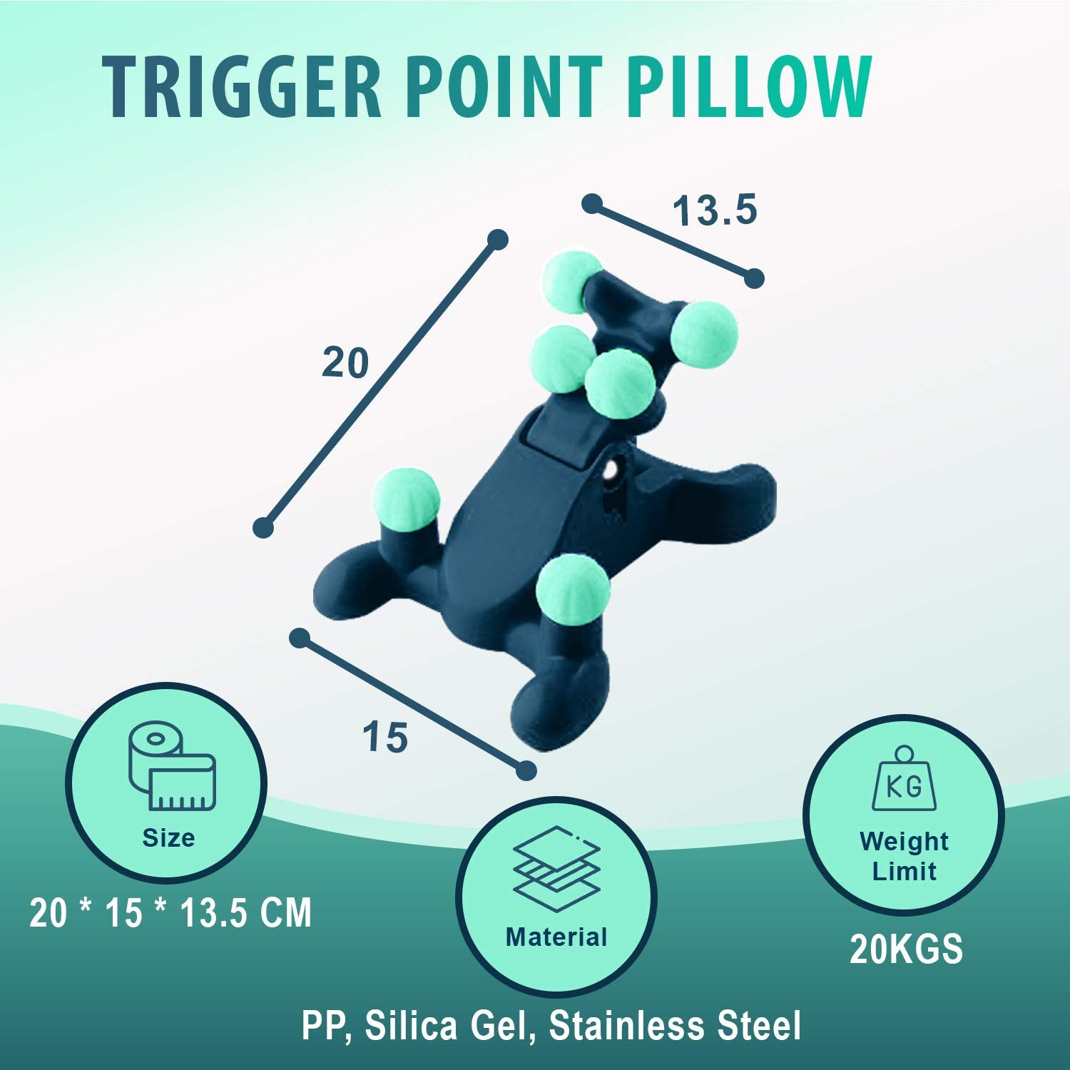 Almohada portátil de M PAIN MANAGEMENT TECHNOLOGIES para alivio en casa, oficina o viaje.