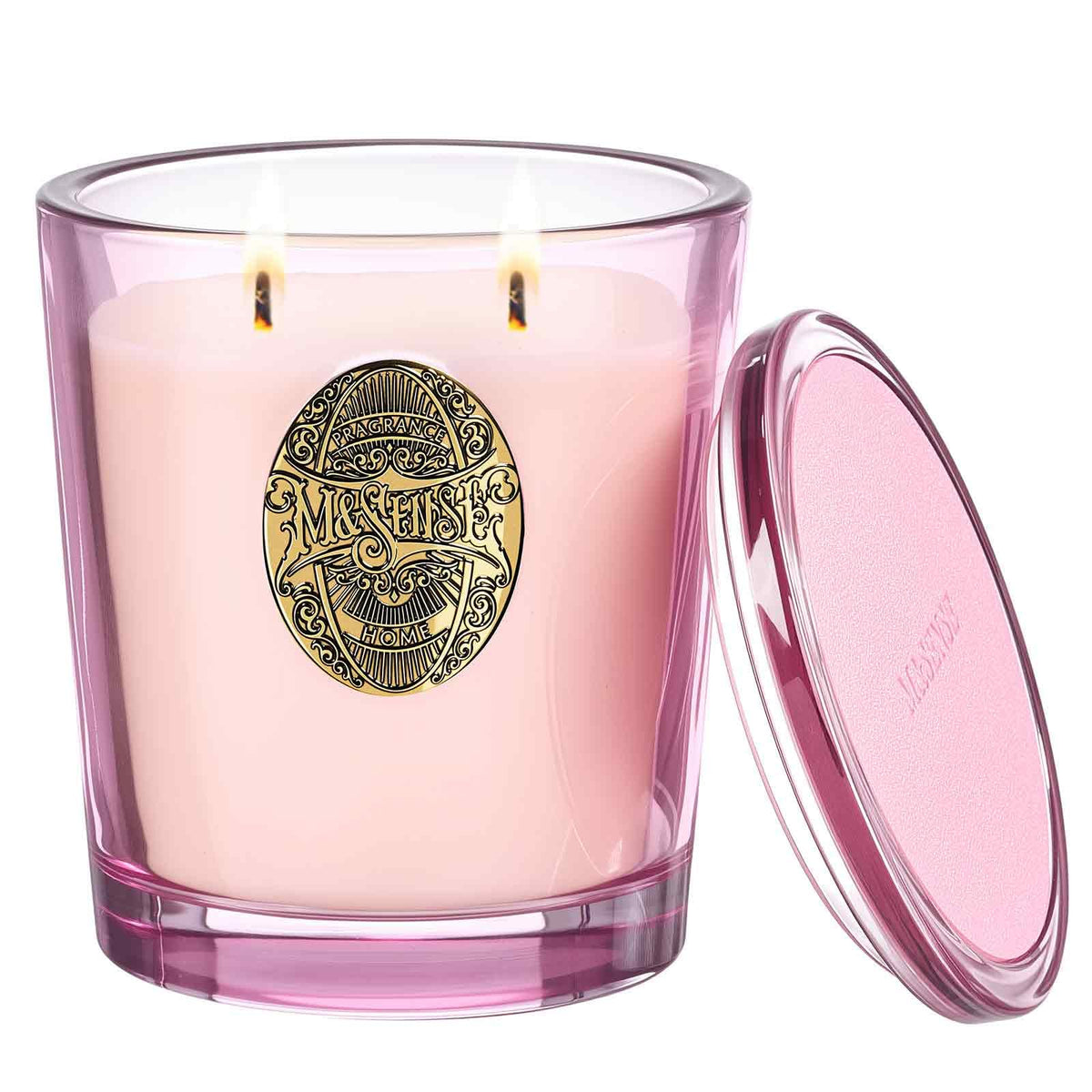 Vela M&SENSE Jazmín Rosa de dos mechas, ideal para ambientar y relajar.