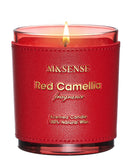 Vela M&SENSE Camellia Roja en empaque de lujo, ideal para regalo.