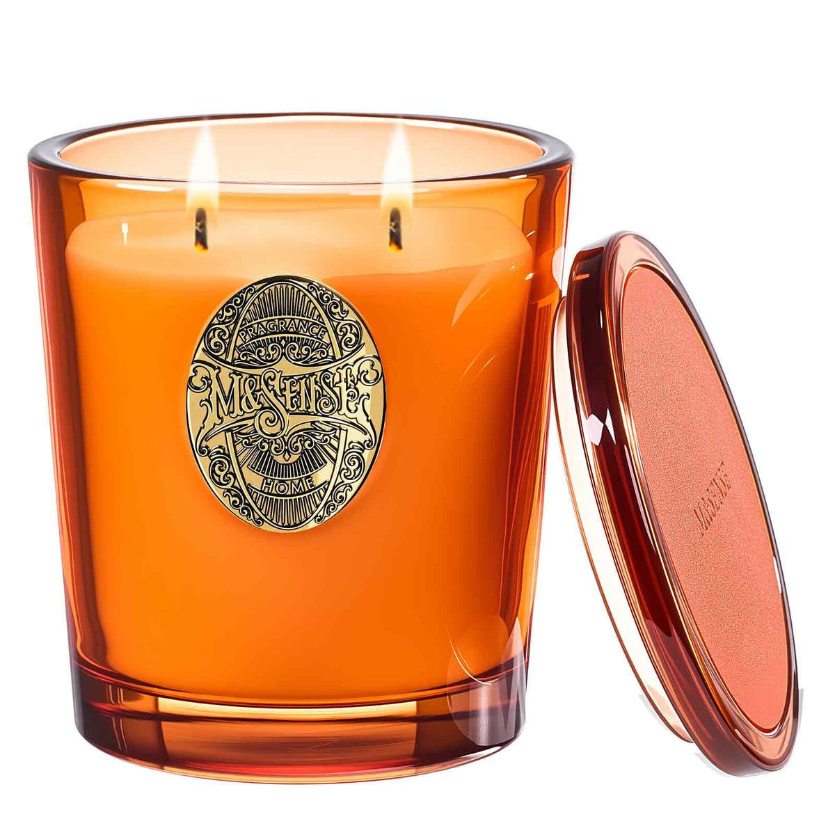 Vela de soja M&SENSE grande con dos mechas y aroma naranja Goji para sala cálida