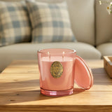 Vela M&SENSE Jazmín Rosa en vaso reutilizable para decoración duradera.