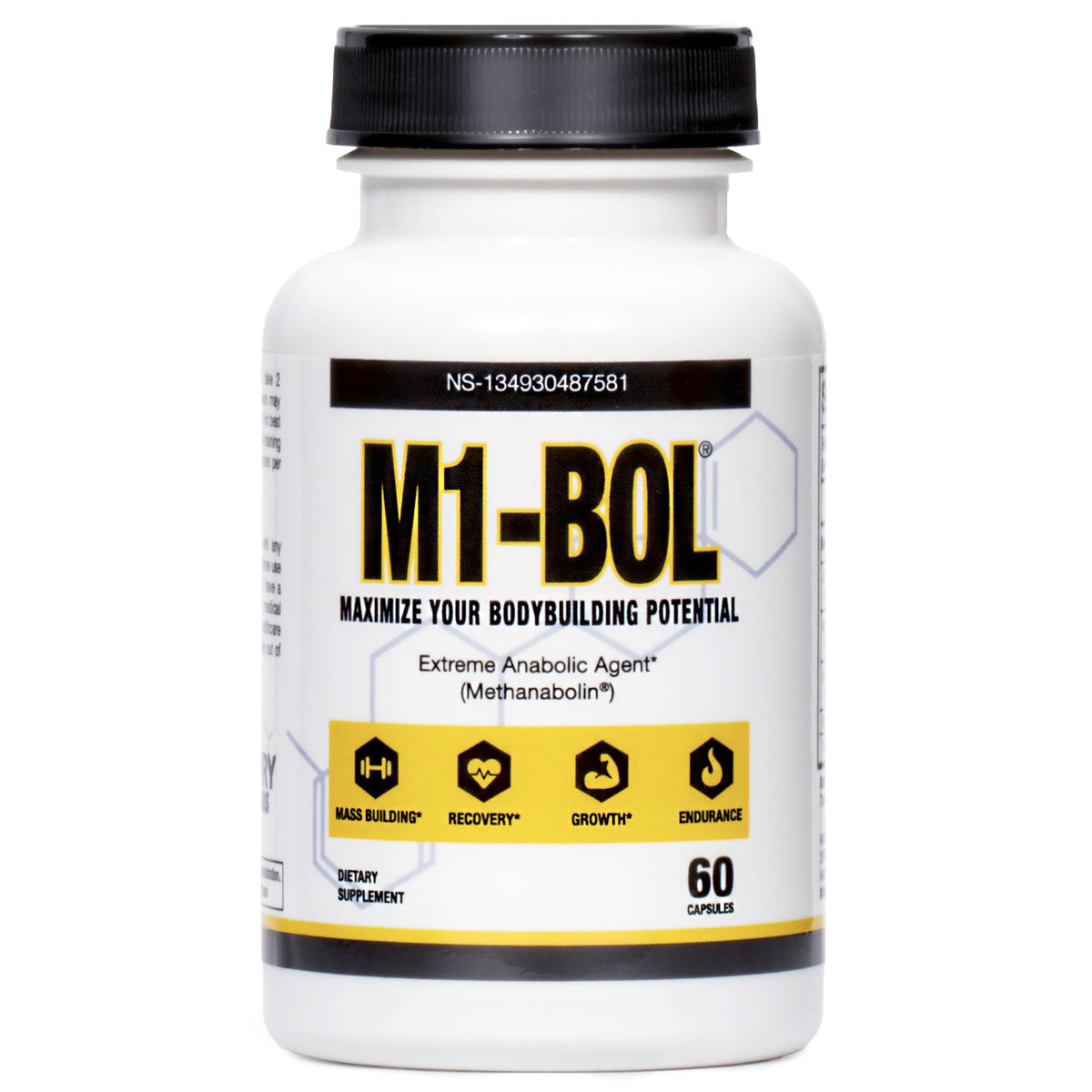 M1-BOL botella anabólico extremo para entrenamiento intenso y recuperación.