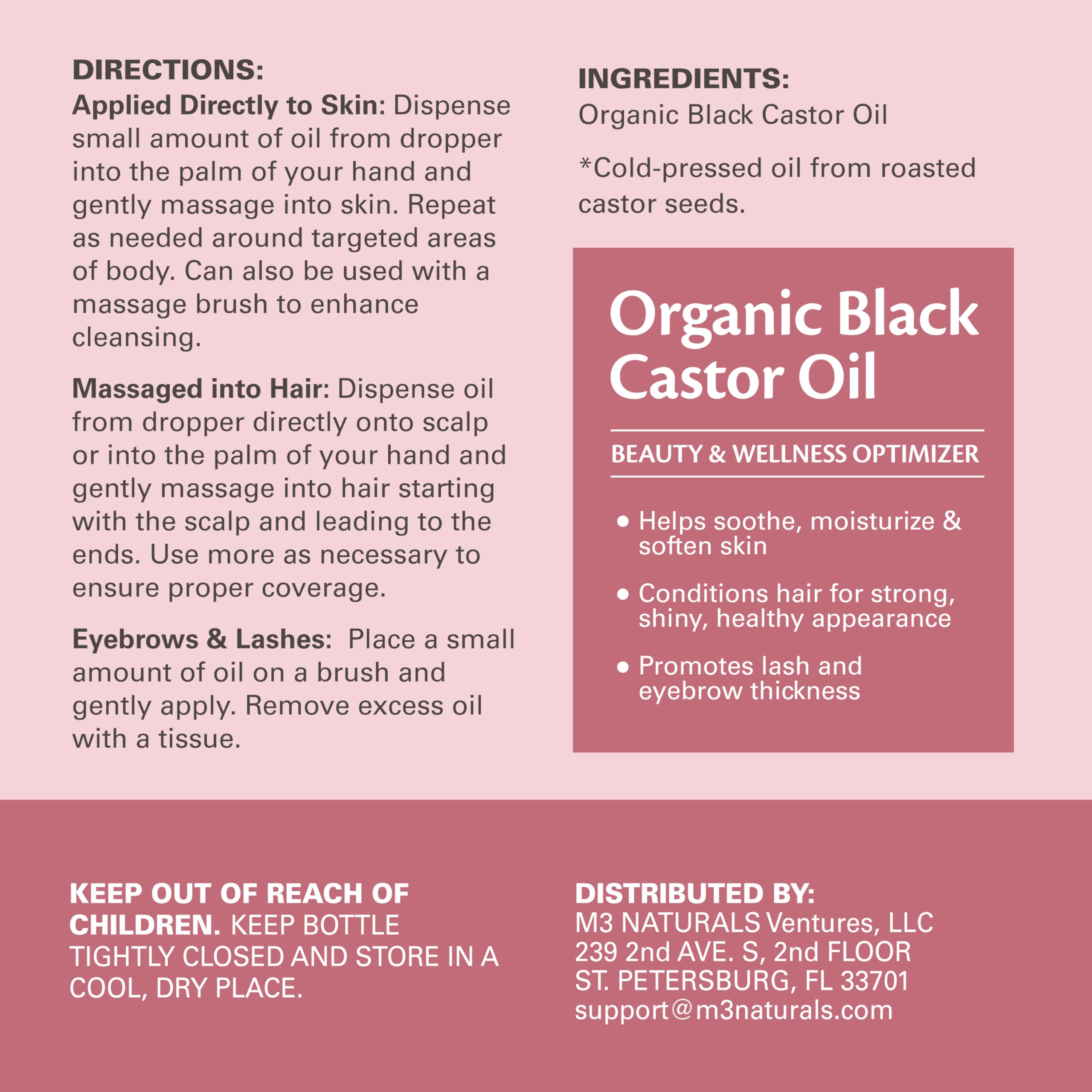 Rutina diaria de belleza con aceite de ricino negro M3 Naturals