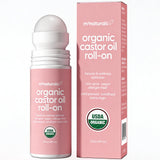 M3 Naturals Aceite de ricino prensado en frío Roll-On, botella lista para uso diario y hidratación suave.