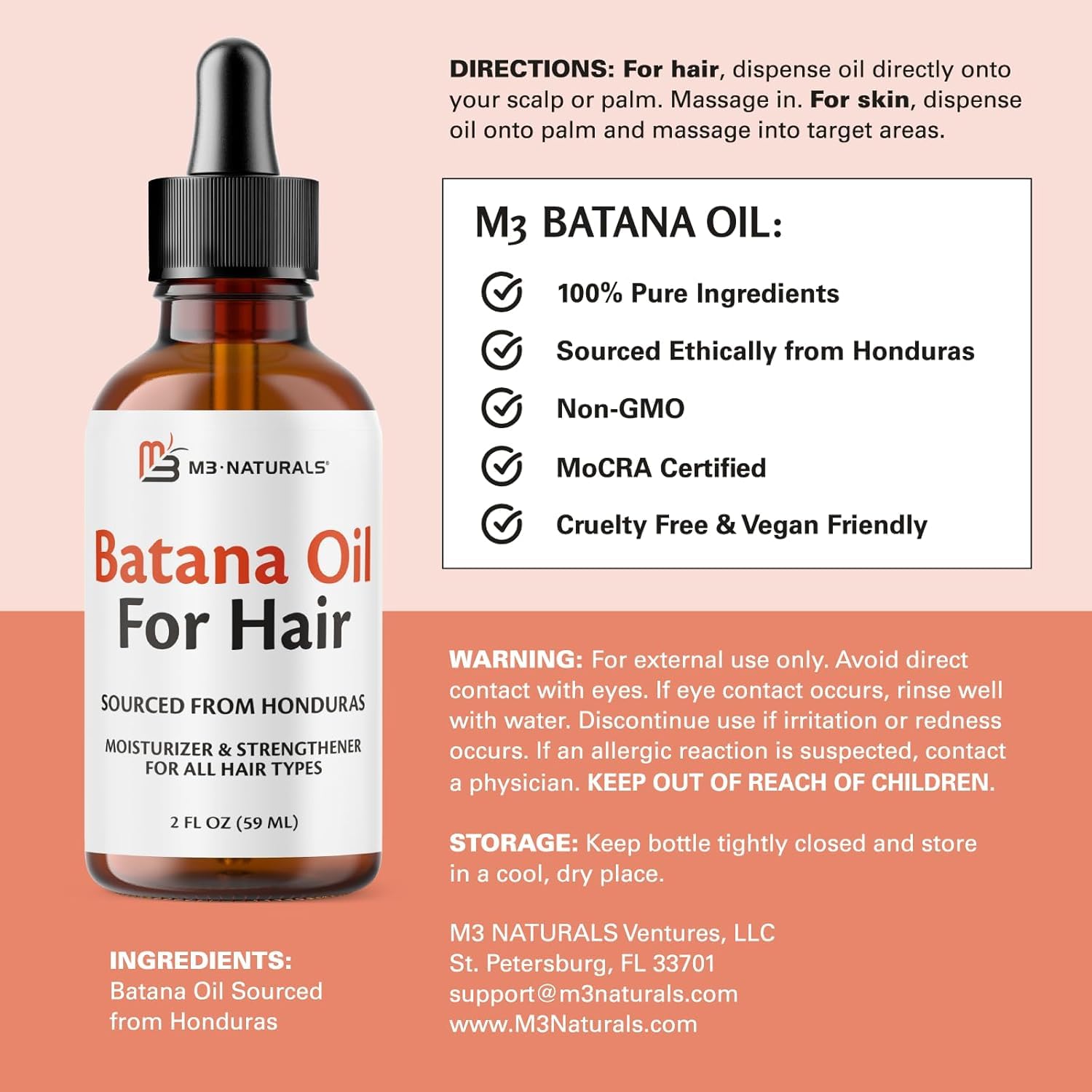 Aceite Batana M3 Naturals aplicado en cabello para puntas secas