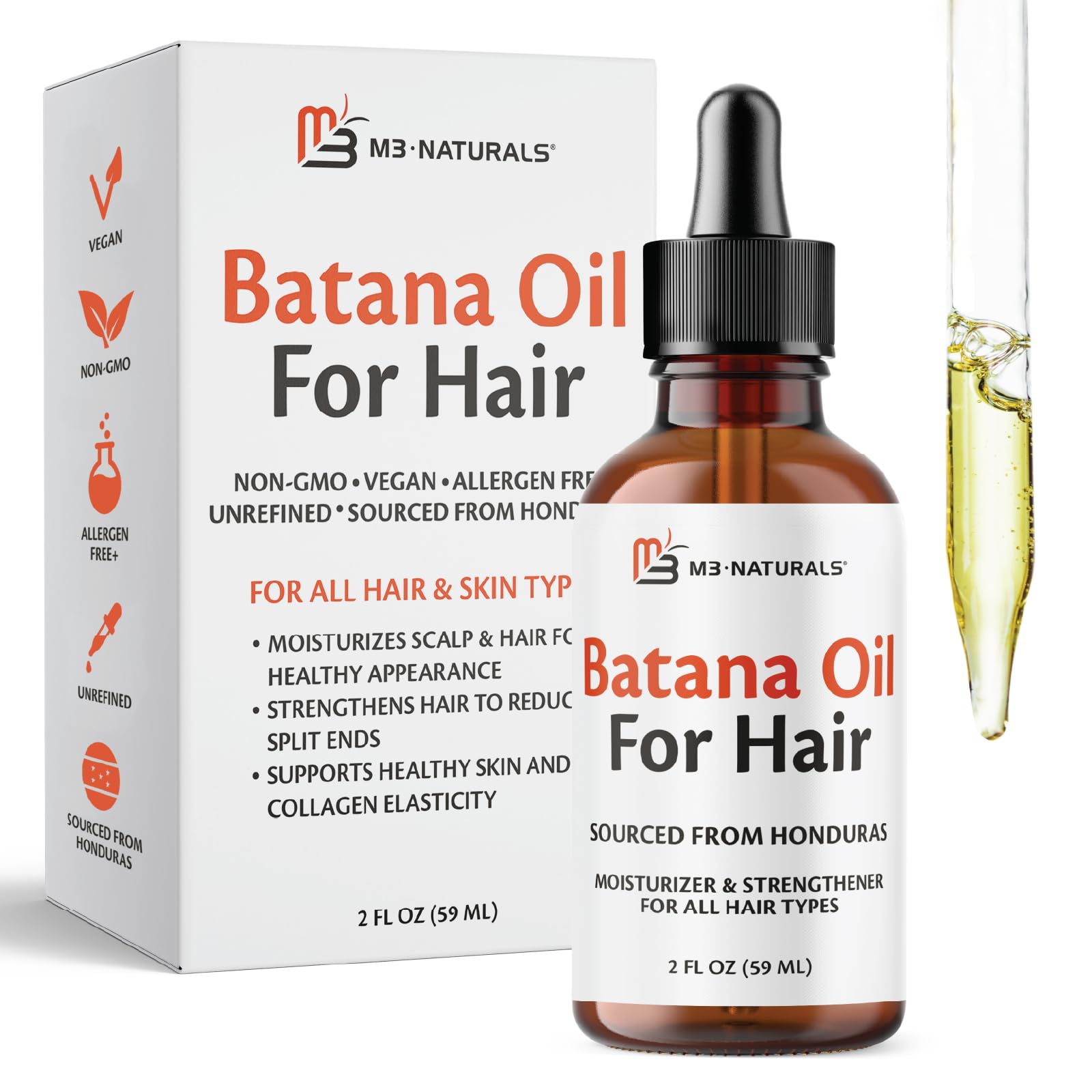 M3 Naturals Batana para cabello: hidratación profunda y brillo natural.