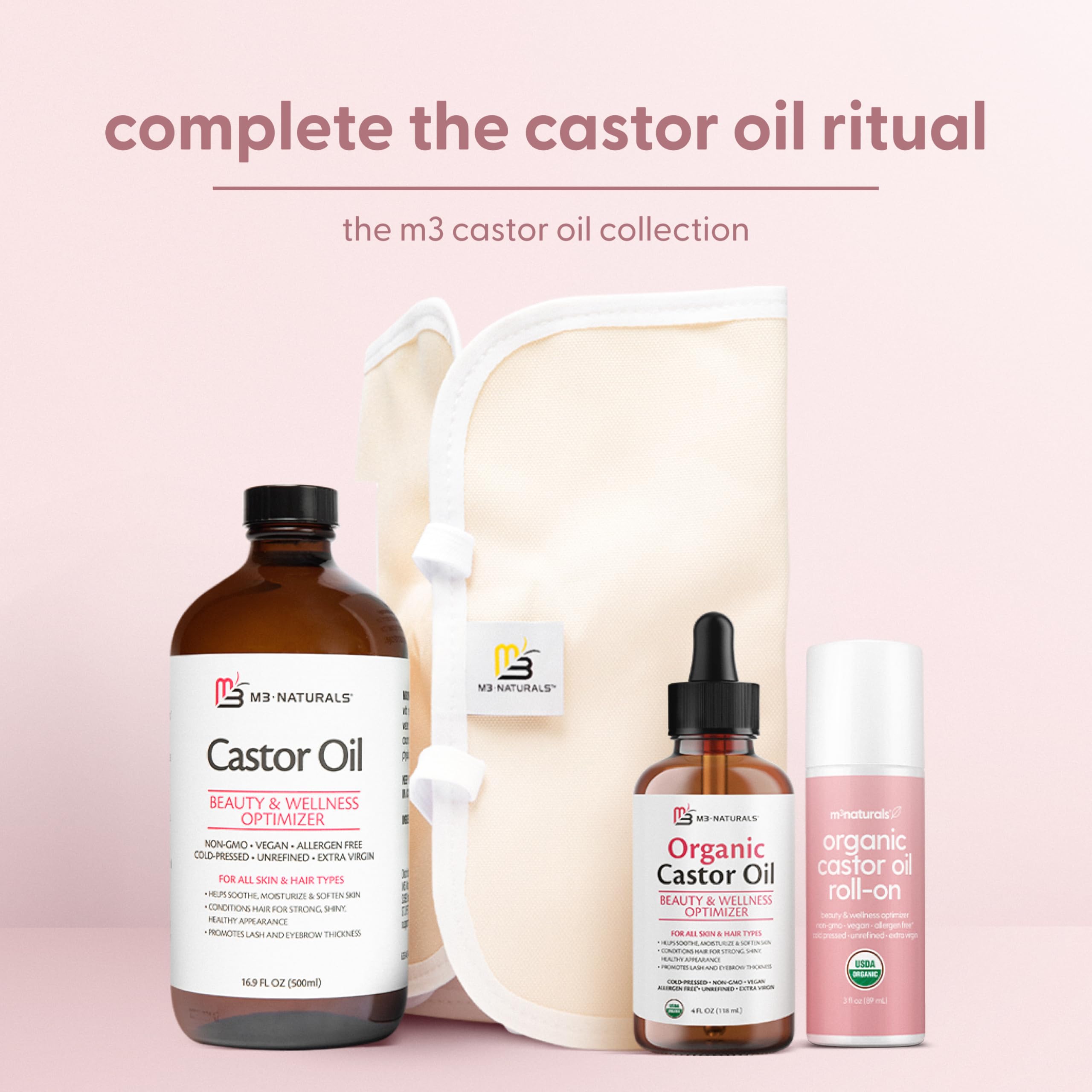 Cuidado de cabello, piel y cejas con M3 Naturals.