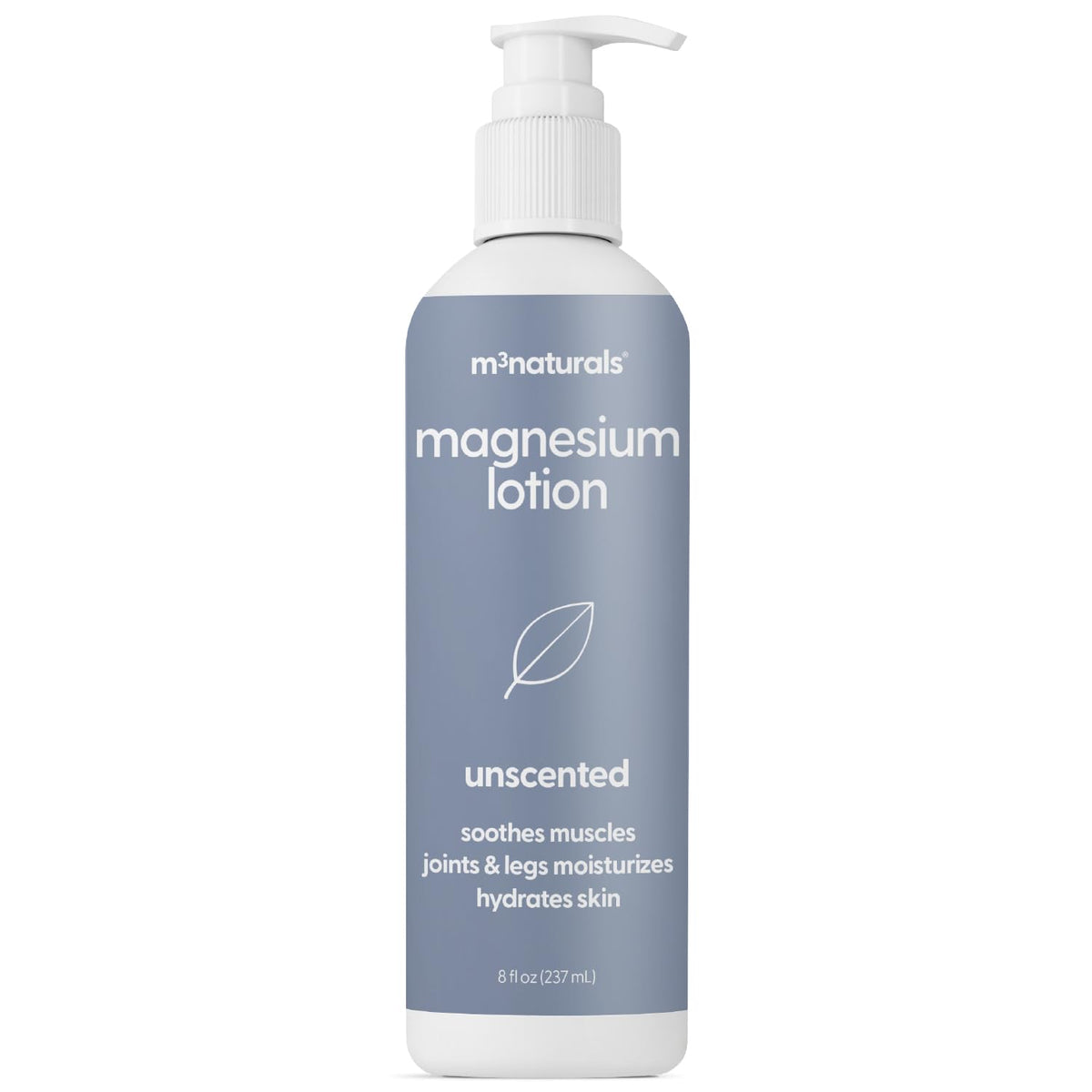 Loción de magnesio sin fragancia de M3 Naturals para dormir mejor y relajar músculos