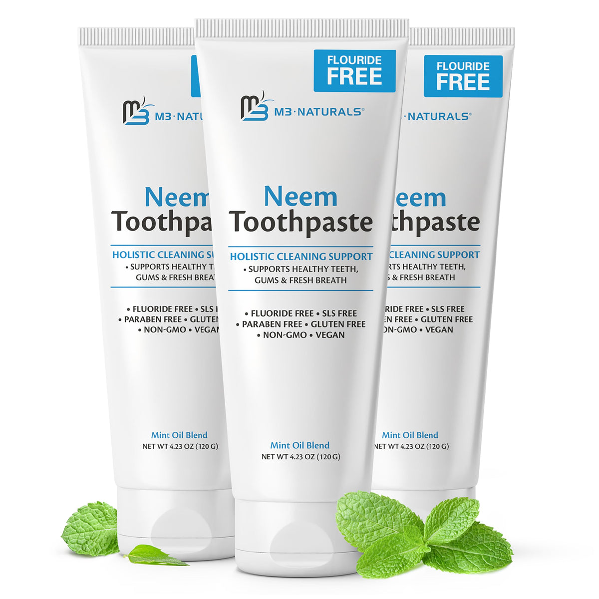 Pasta de dientes M3 Naturals Neem con menta para limpieza suave y aliento fresco