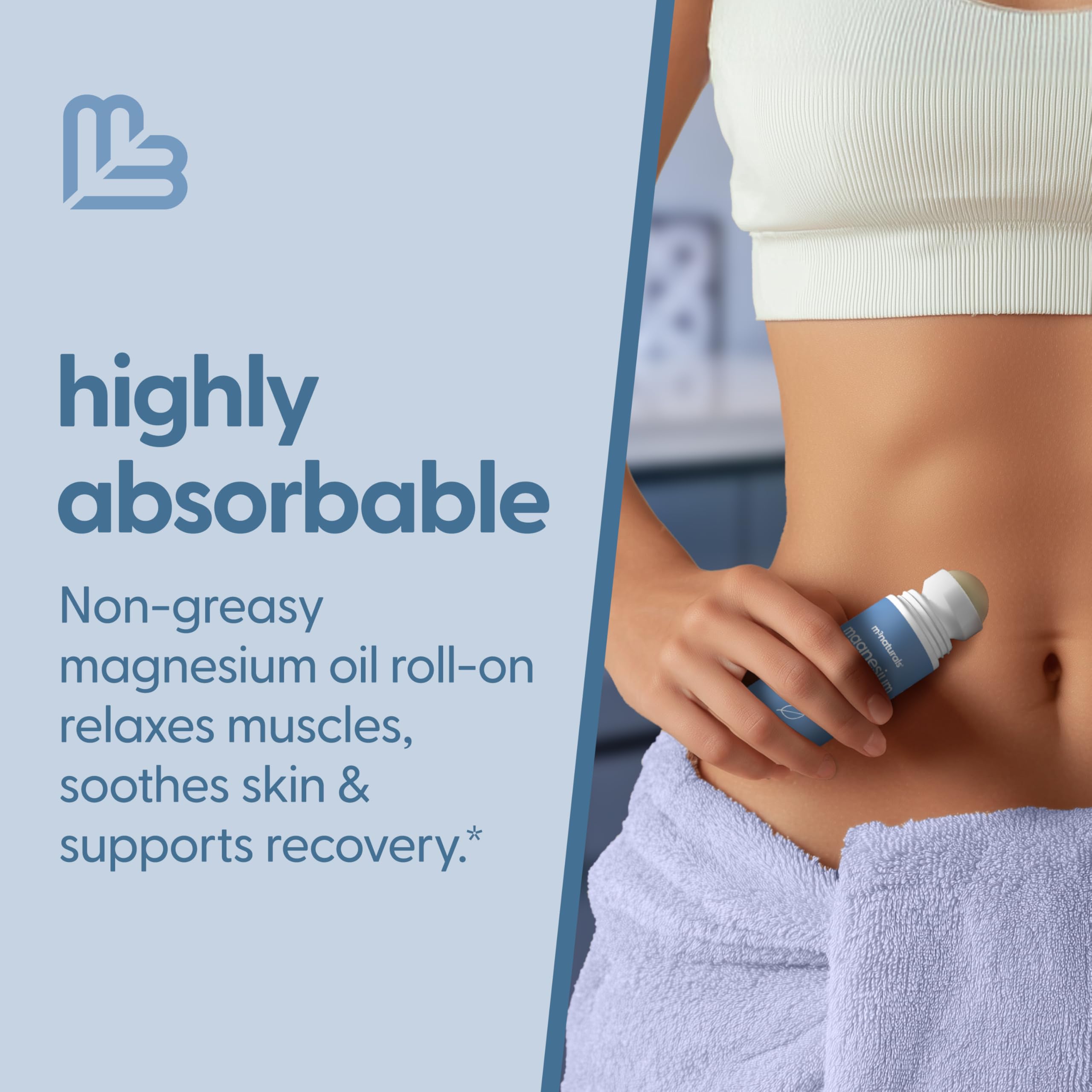 Magnesio roll-on de M3 Naturals para articulaciones; mejora la movilidad suavemente