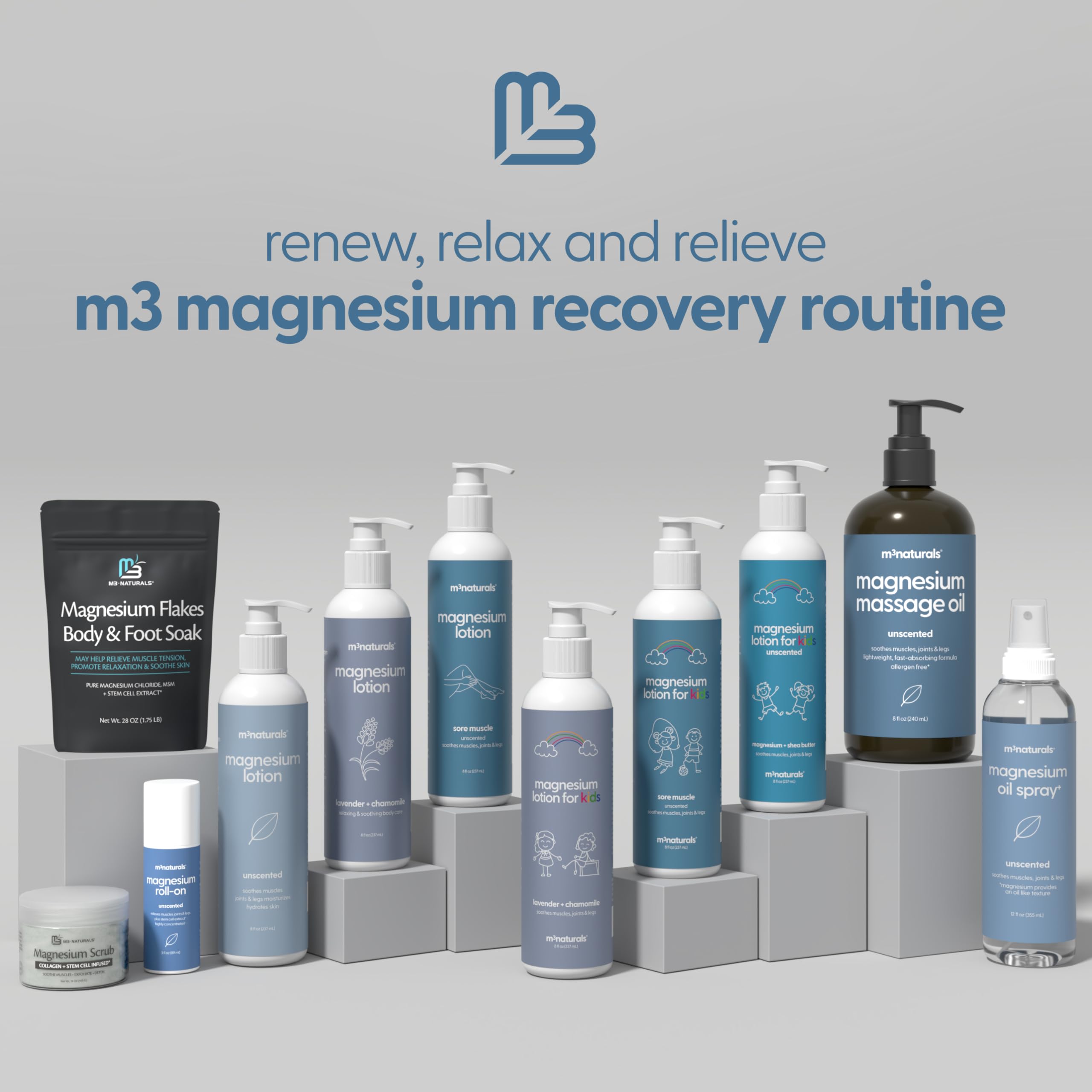 Fórmula suave de magnesio Roll-On de M3 Naturals para piel sensible y uso diario