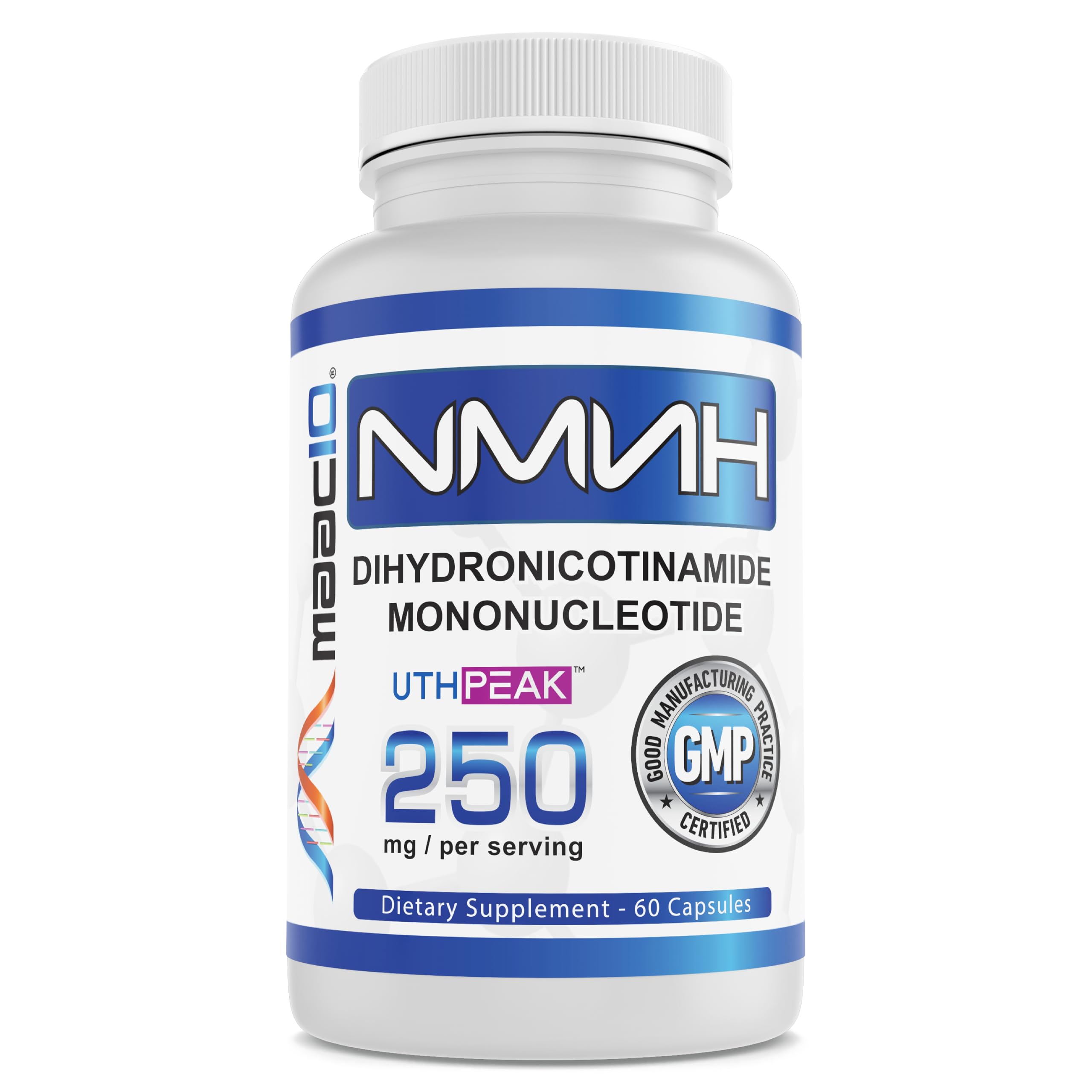 MAAC10 NMNH frasco frente: apoyo diario de energía y bienestar.