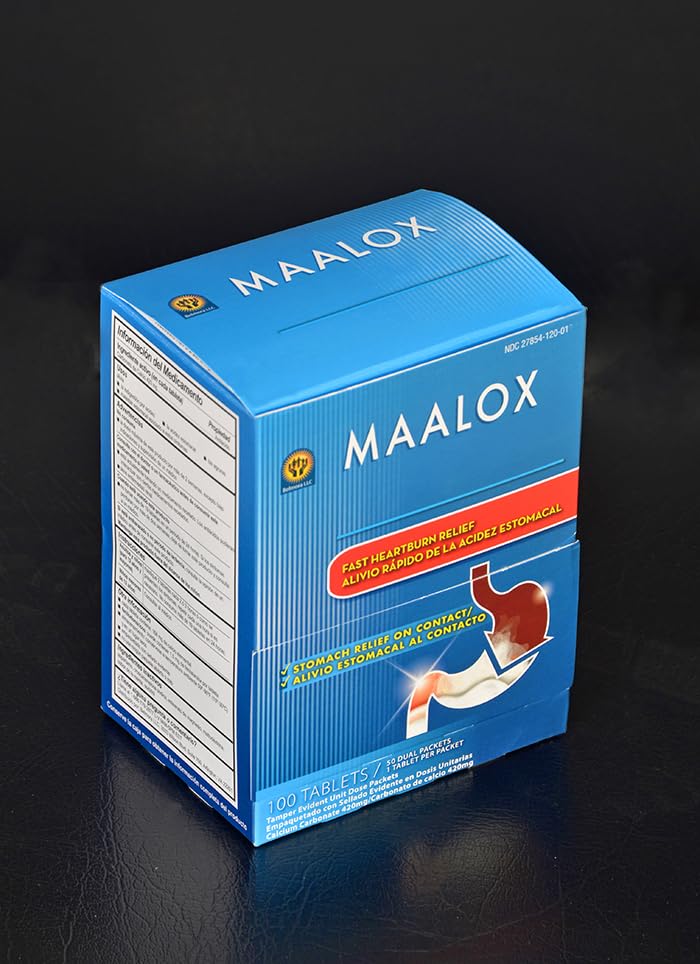 Maalox Max tabletas masticables en dispensador minorista para alivio práctico en mostrador