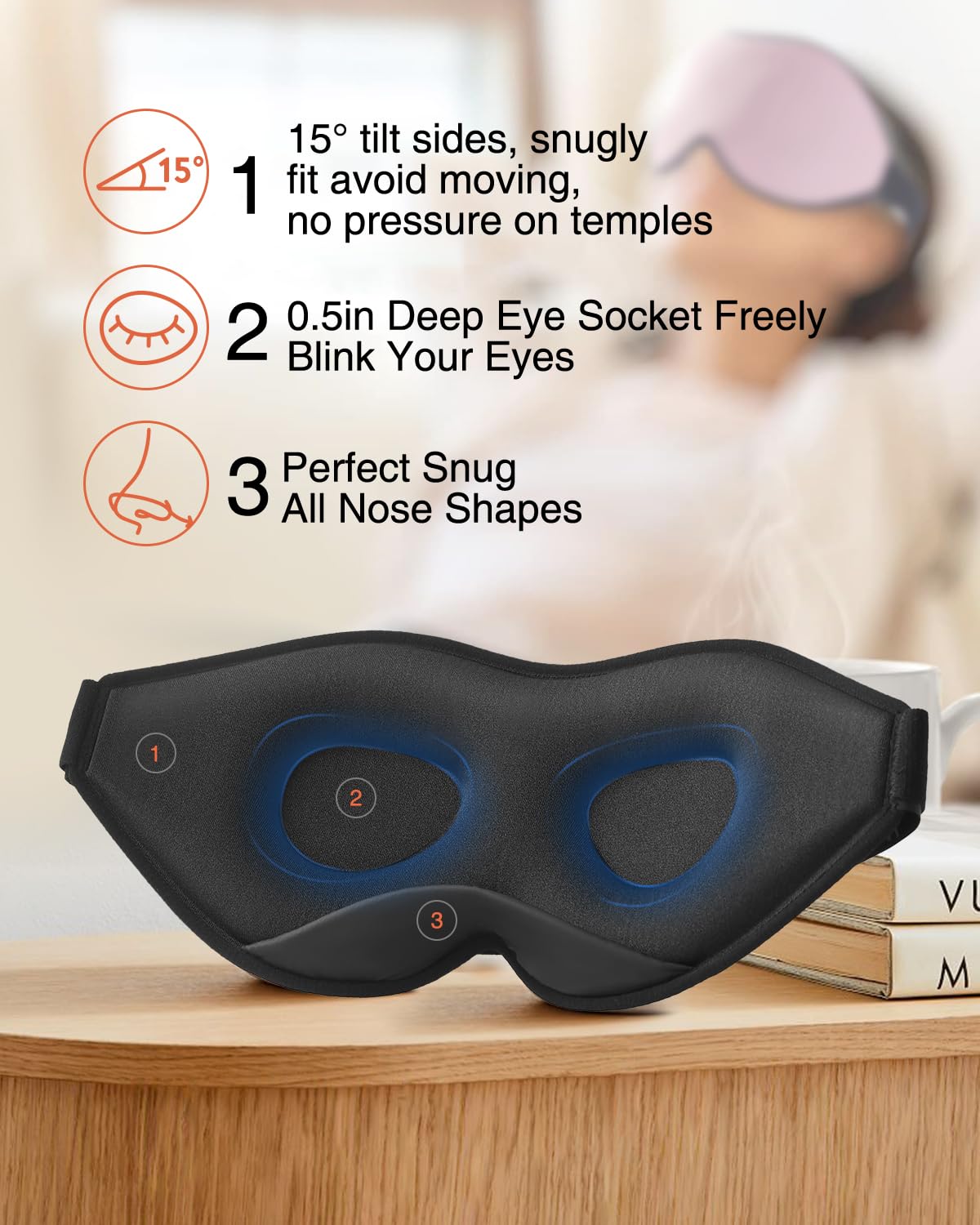 MABAO antifaz dormir espuma viscoelastica suave para piel