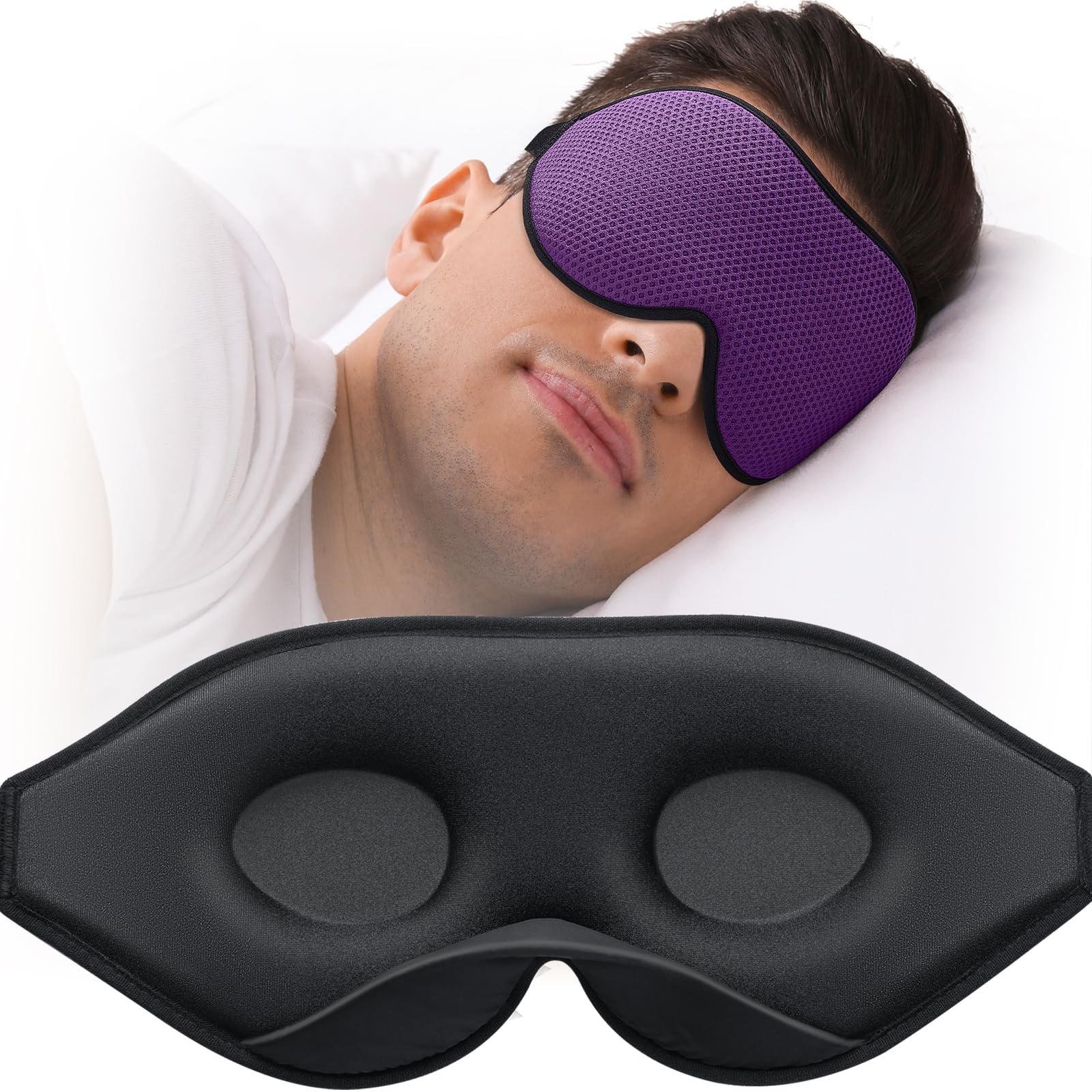 Mascarilla MABAO con diseño 3D frontal para dormir cómodo en cualquier posición