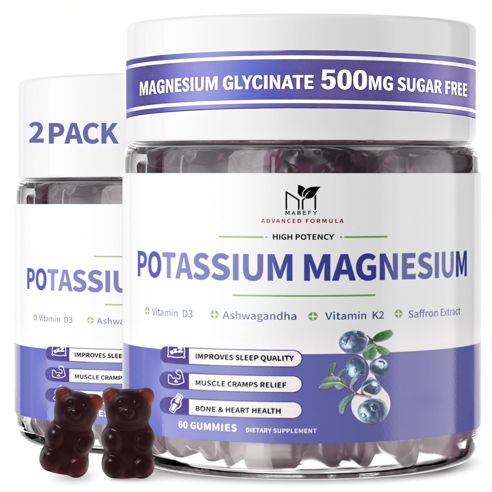 MABEFY gominolas-potasio-magnesio-2-pack, apoyo diario a la relajación muscular.
