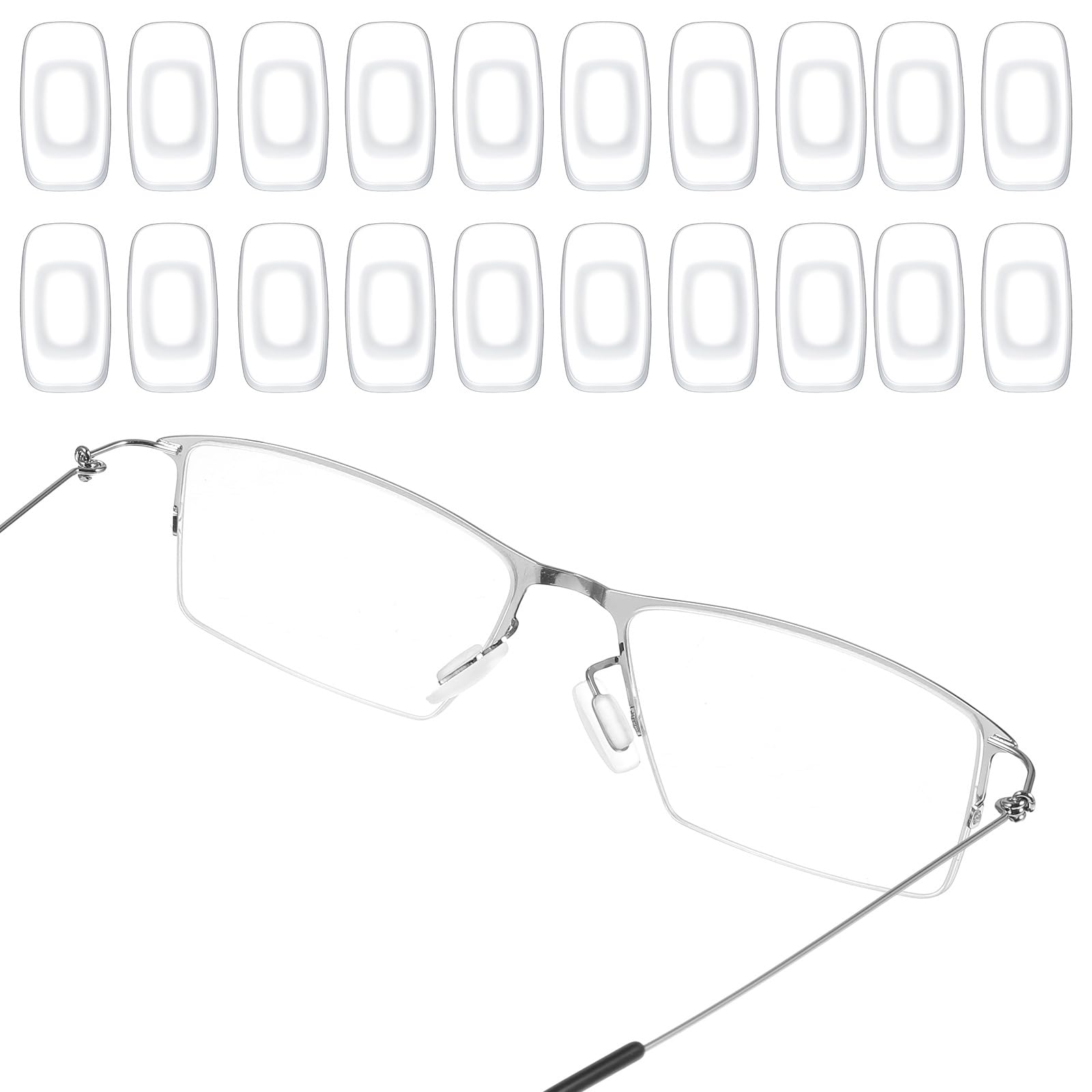 Mabor almohadillas nasales rectangulares de silicona, confort prolongado para gafas.