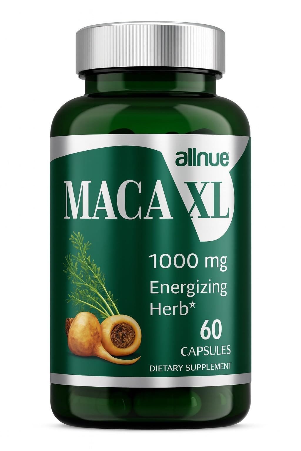MACA XL: botella de cápsulas originales para energía diaria y vitalidad.