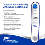 Mack's Ear Dryer Pro con terapia de luz roja integrada.
