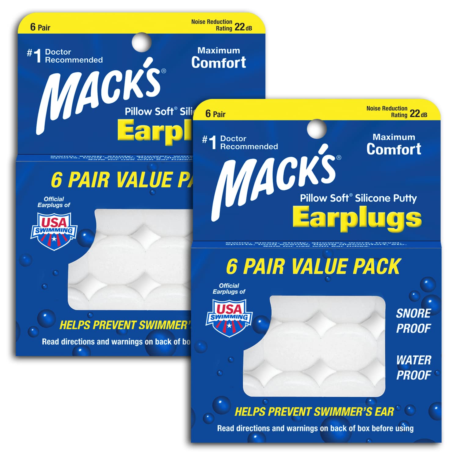 Tapones Mack's Pillow Soft para dormir, comodidad suave y silencio.