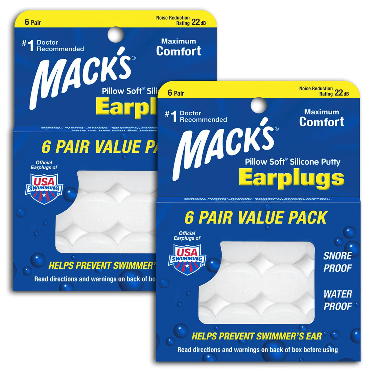 Tapones Mack's Pillow Soft para dormir, comodidad suave y silencio.