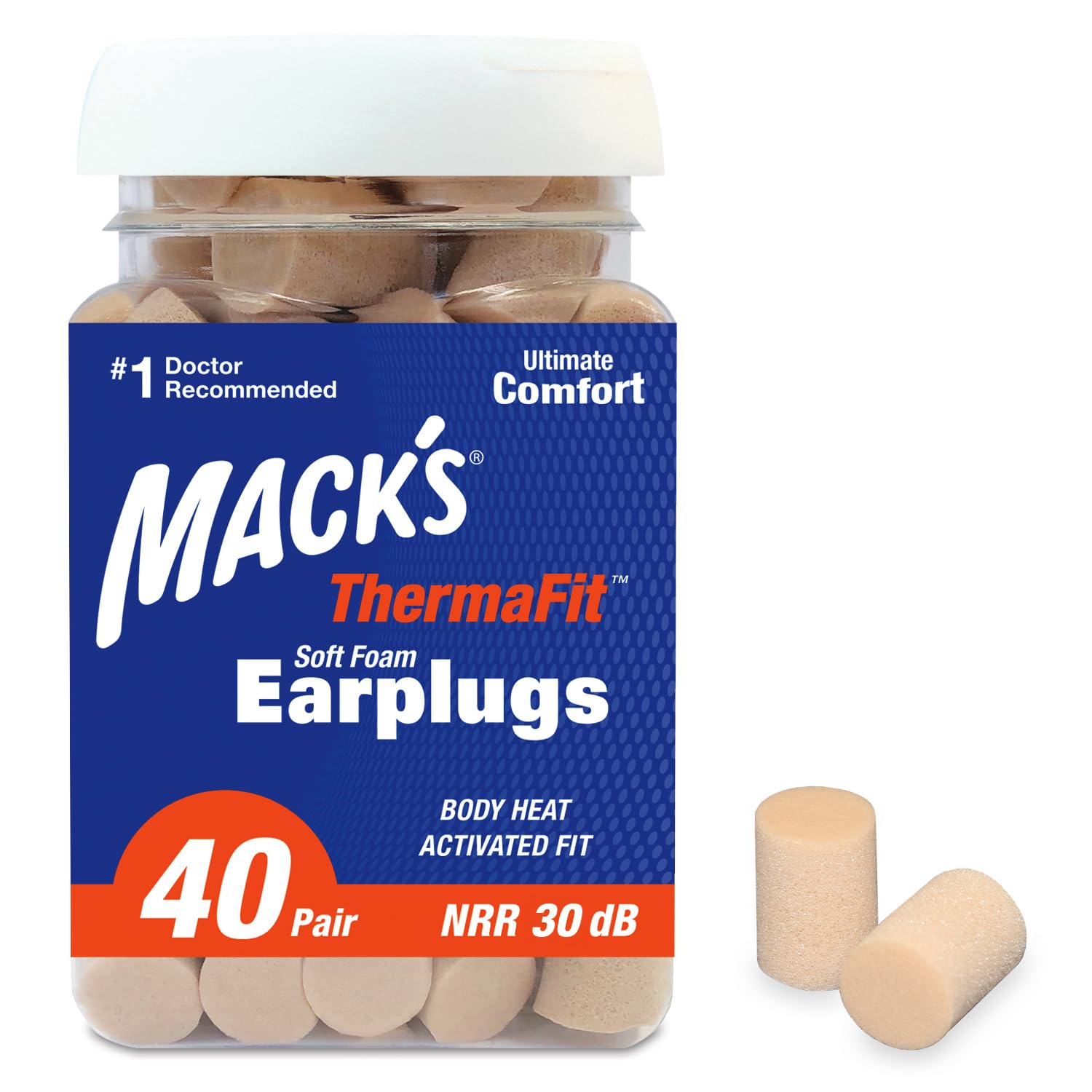 Mack's ThermaFit: tapón de oreja espuma suave para inserción cómodo