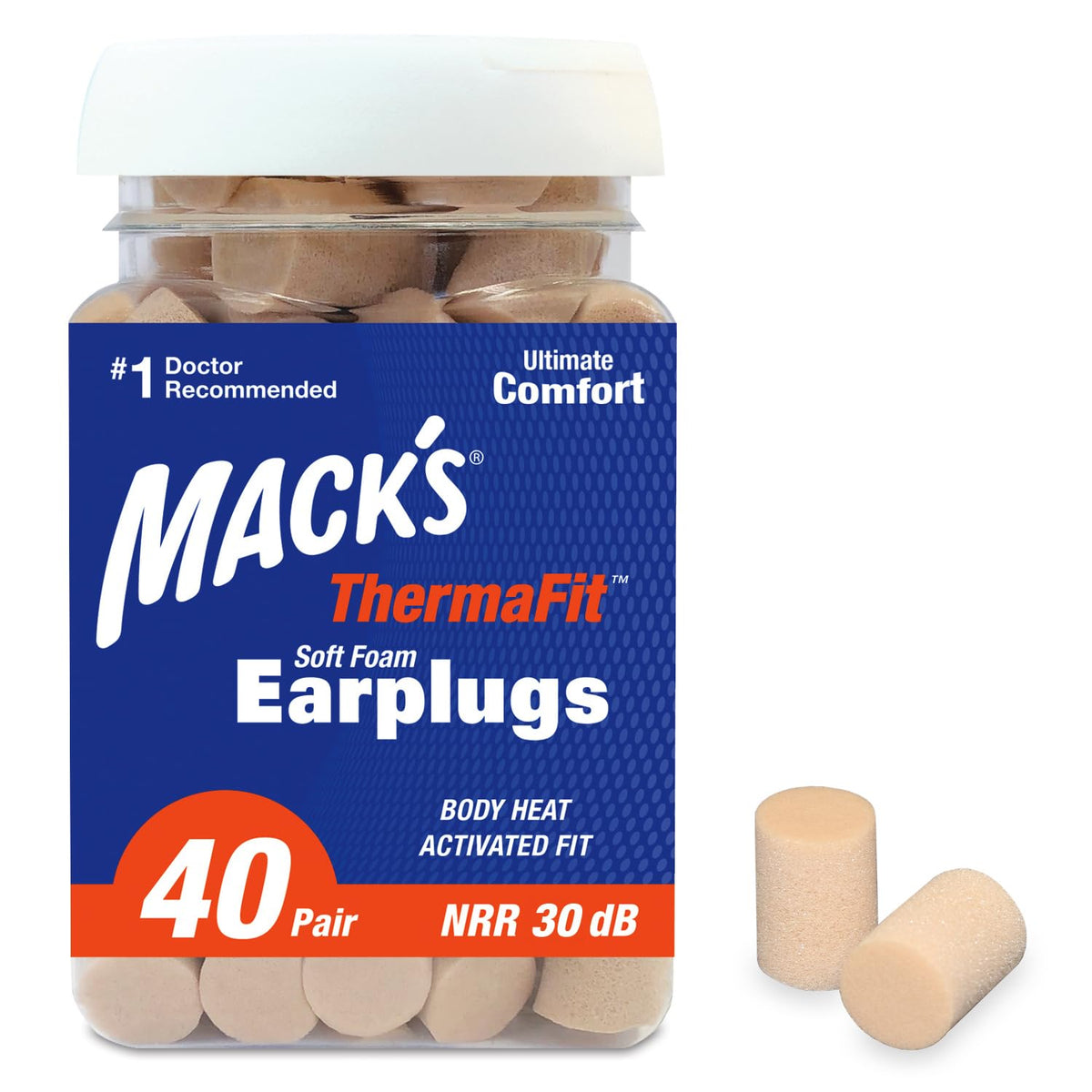 Mack's ThermaFit: tapón de oreja espuma suave para inserción cómodo