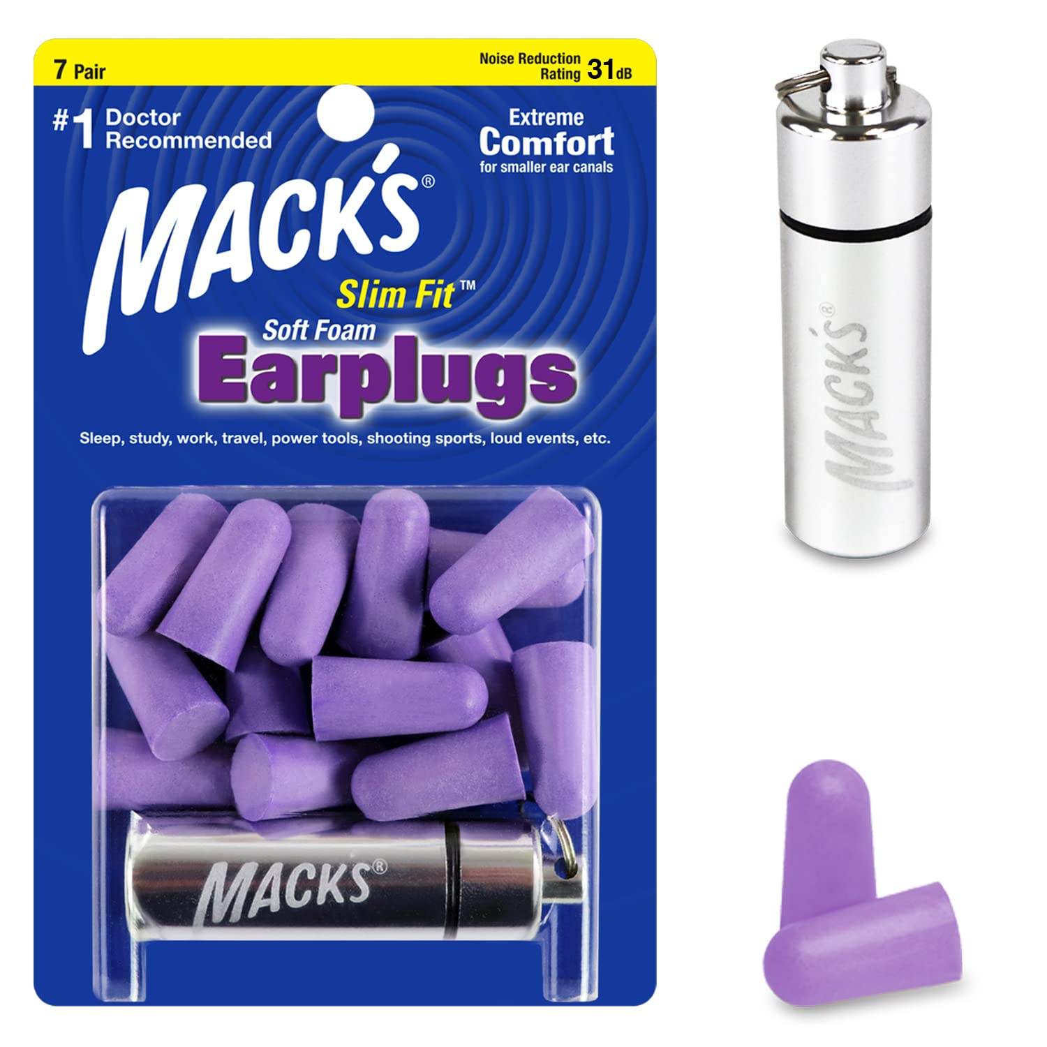 Mack's Slim Fit, tapones auditivos compactos para orejas pequeñas al dormir.