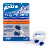 Tapones Mack's Flightguard en empaque compacto para viajar con comodidad.