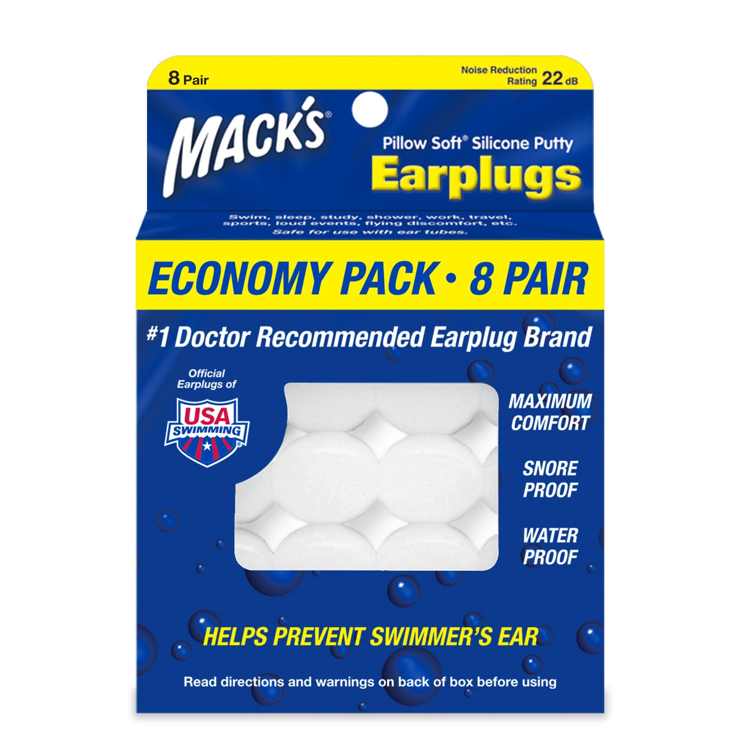 Tapón Mack's Pillow Soft para dormir con ajuste cómodo y sellado suave.