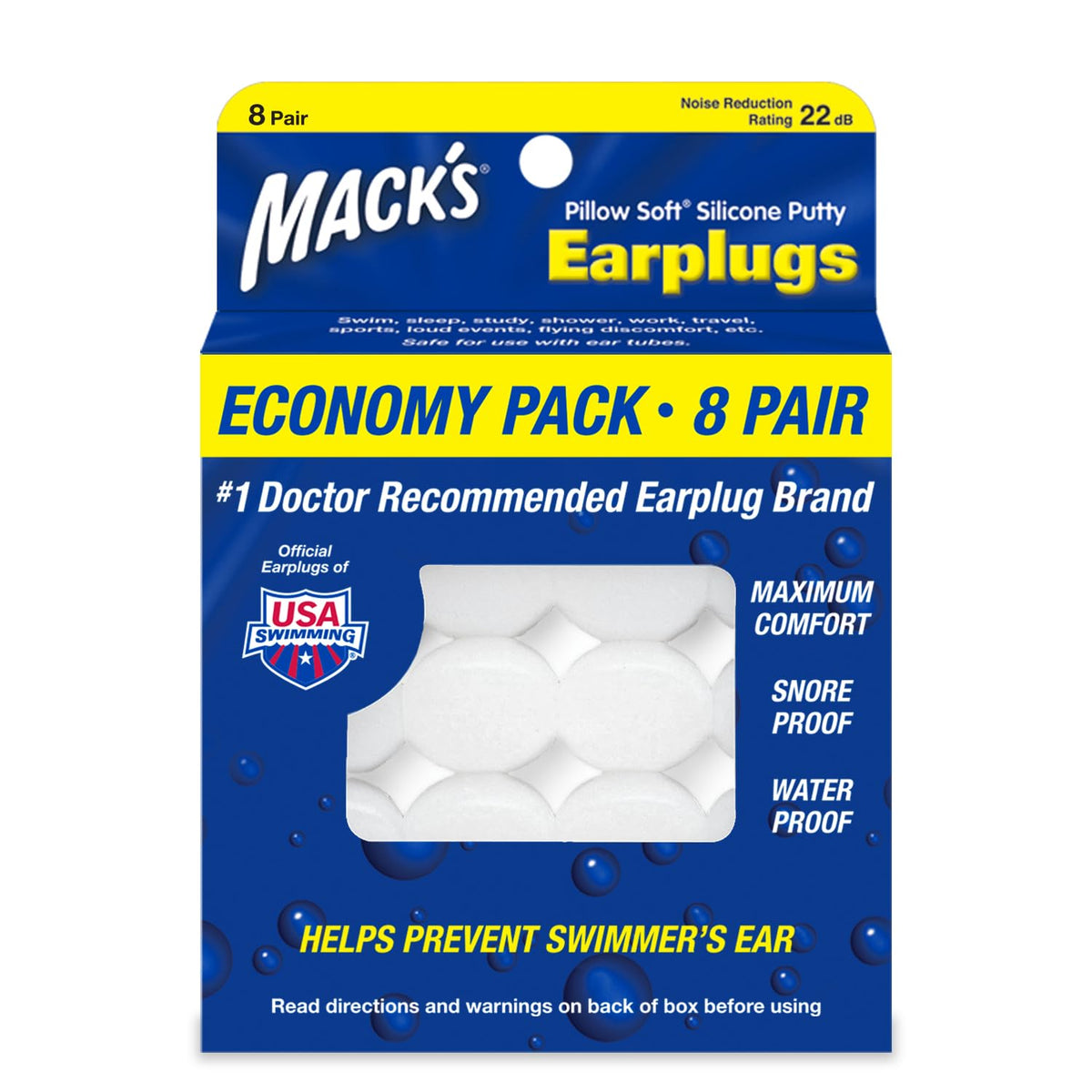 Tapón Mack's Pillow Soft para dormir con ajuste cómodo y sellado suave.