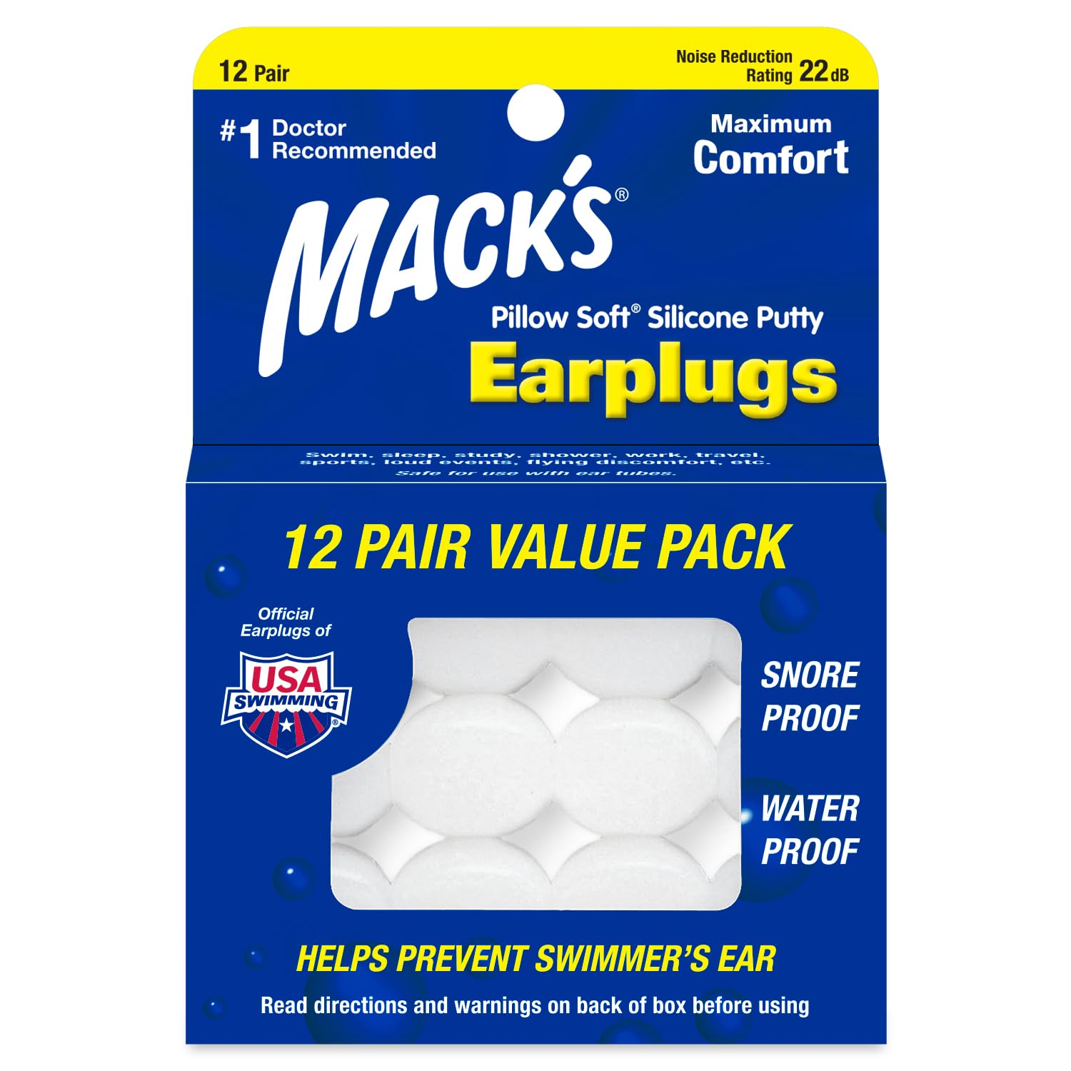 Tapones Mack's Pillow Soft para dormir, cómodo sellado y descanso agradable