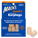 Tapones Mack's ThermaFit para dormir; confortables y se adaptan al canal auditivo para un descanso suave.