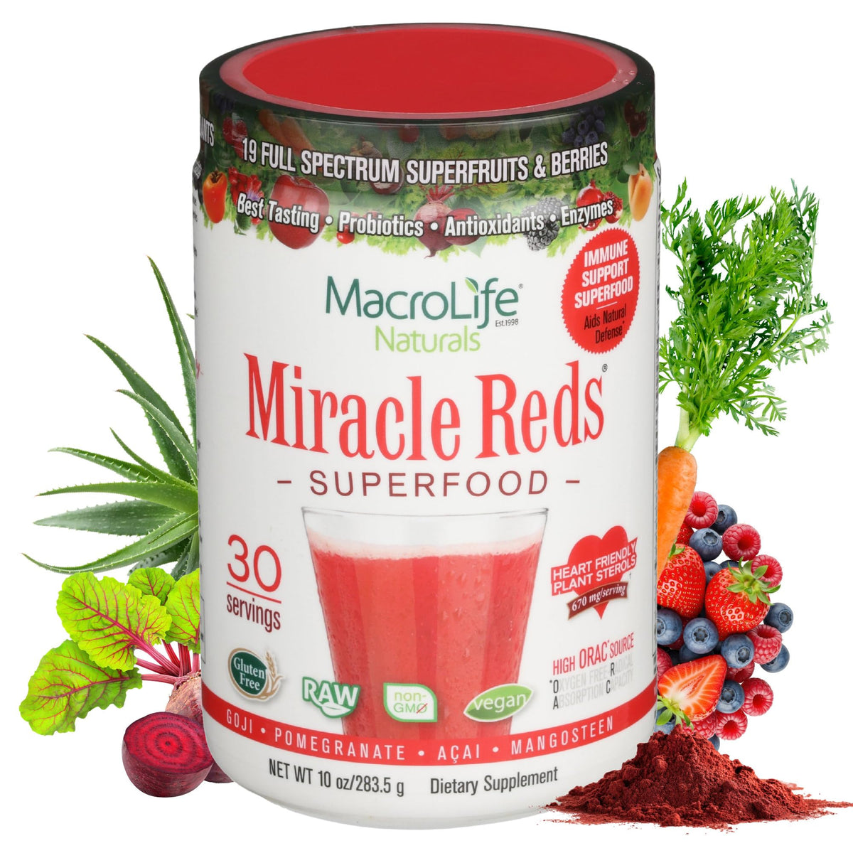 MacroLife Miracle Reds, envase de 30 porciones para uso diario