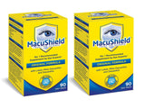 MacuShield Macushield frente del frasco de cápsulas para apoyar la ingesta diaria de carotenoides.