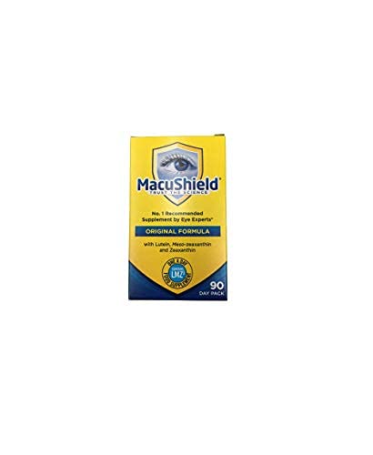 MacuShield cápsulas junto a un vaso de agua para consumo diario.