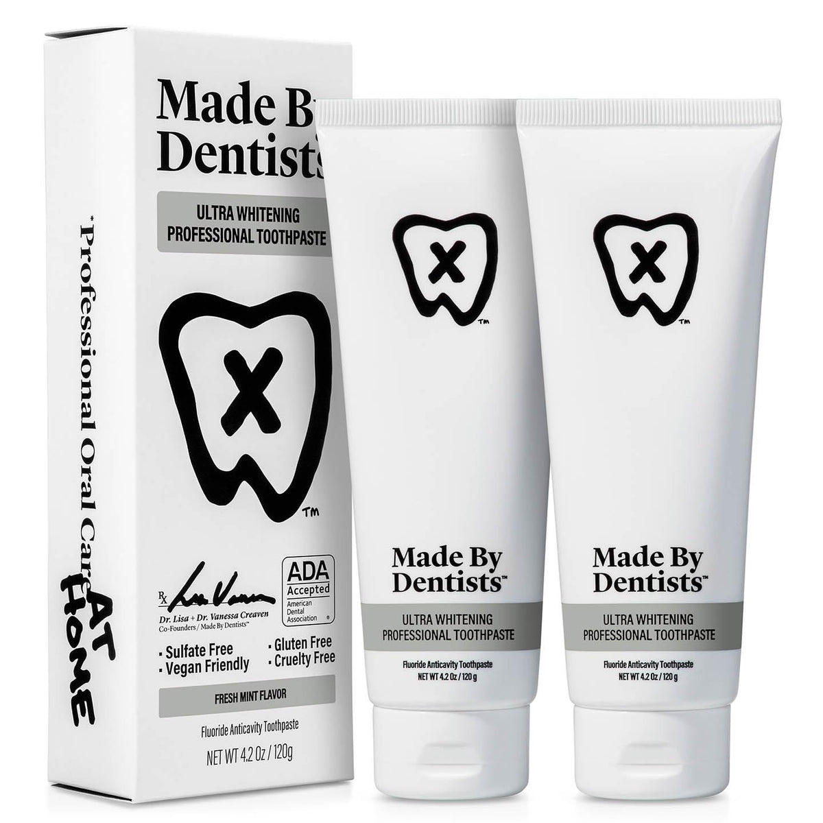 Made by Dentists frente del tubo, blanqueamiento diario para dientes sensibles