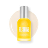 MAËLYS RE-SHINE sérum corporal, botella elegante para brillo suave.
